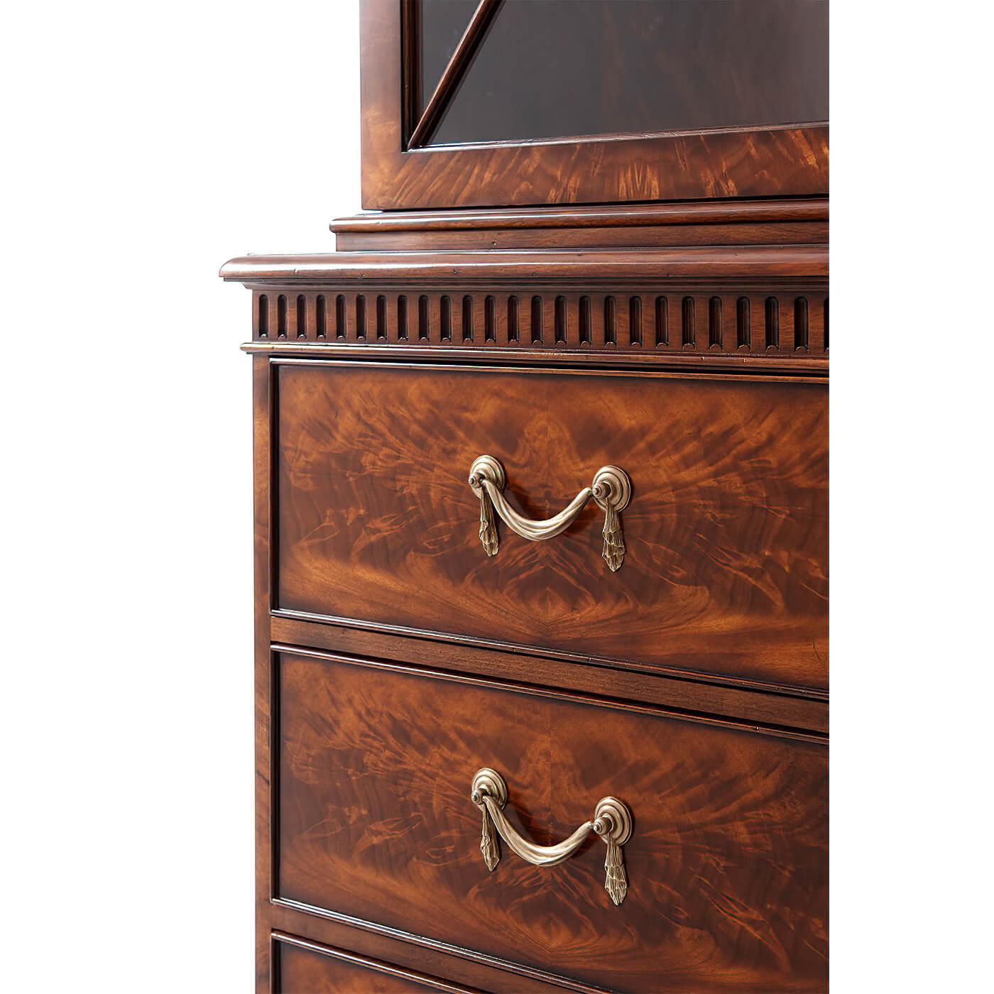 Contemporary George III Mahogany Breakfront Bookcase