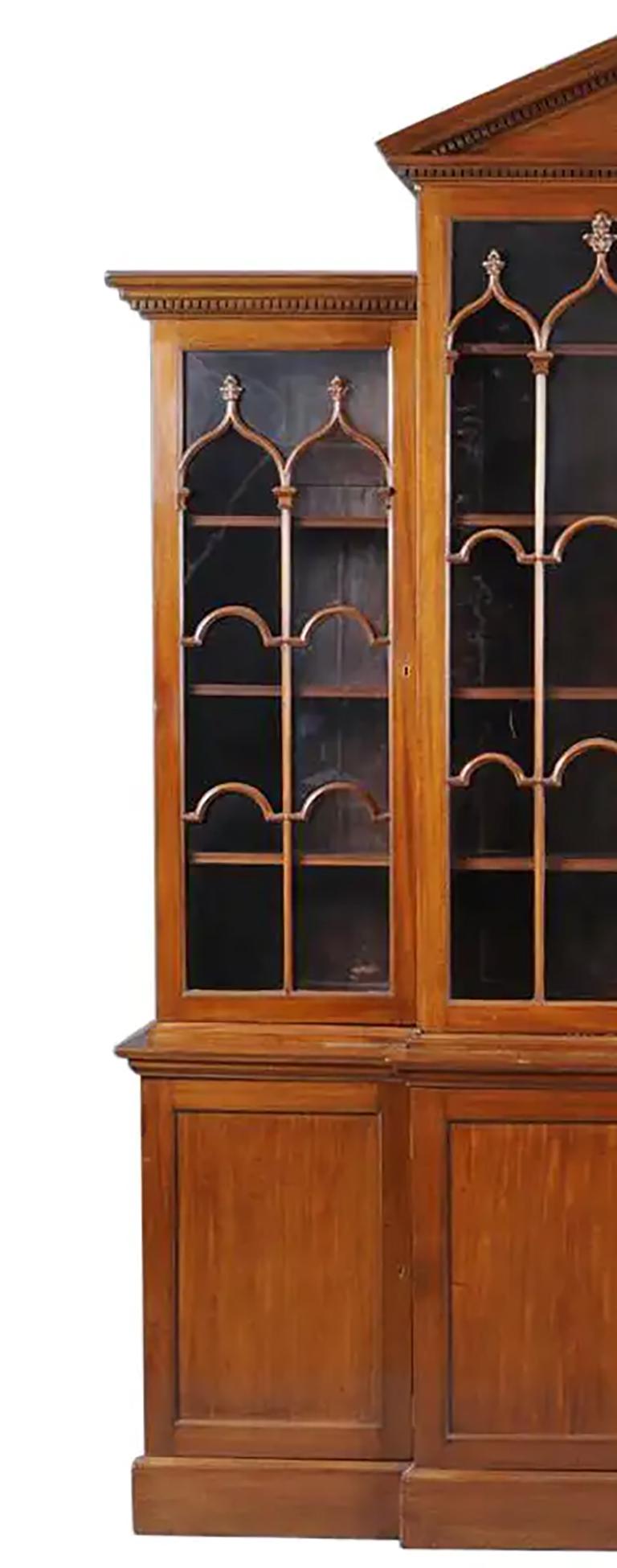 Mid-18th Century George III Mahogany Breakfront Bookcase For Sale