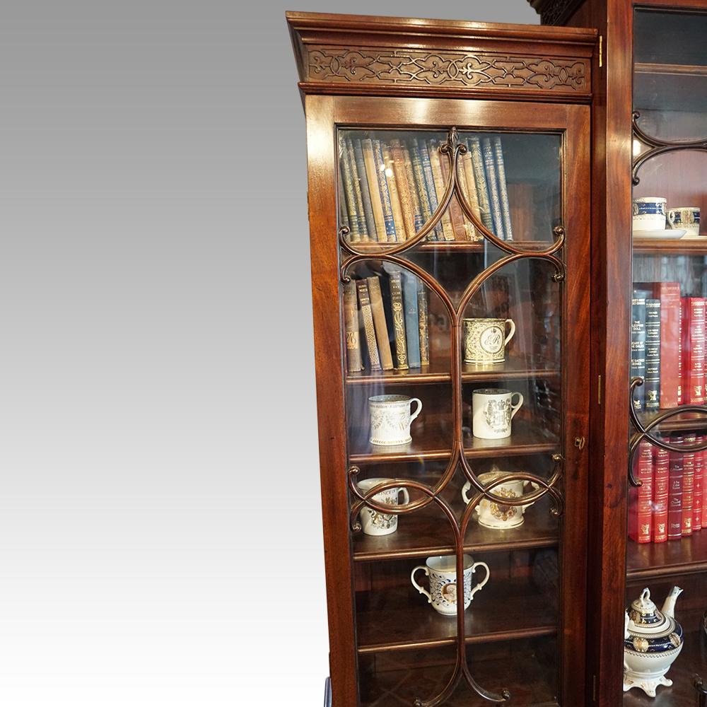 George III mahogany breakfront bookcase  3