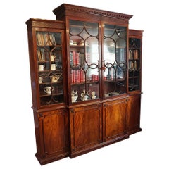 George III mahogany breakfront bookcase