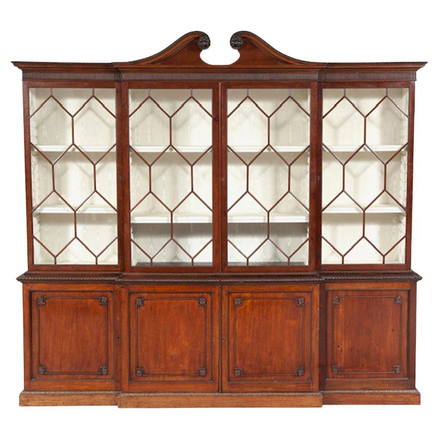 George III Mahogany Breakfront Bookcase For Sale