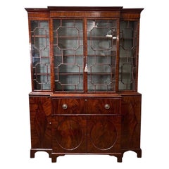 George III Mahogany Breakfront Bureau Bookcase