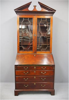 George III Mahogany Bureau Bookcase