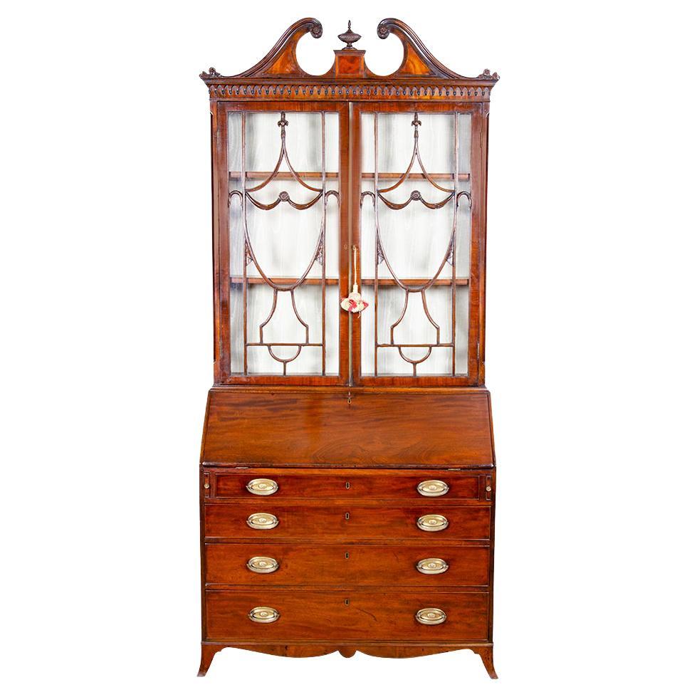 George III Mahogany Bureau Bookcase