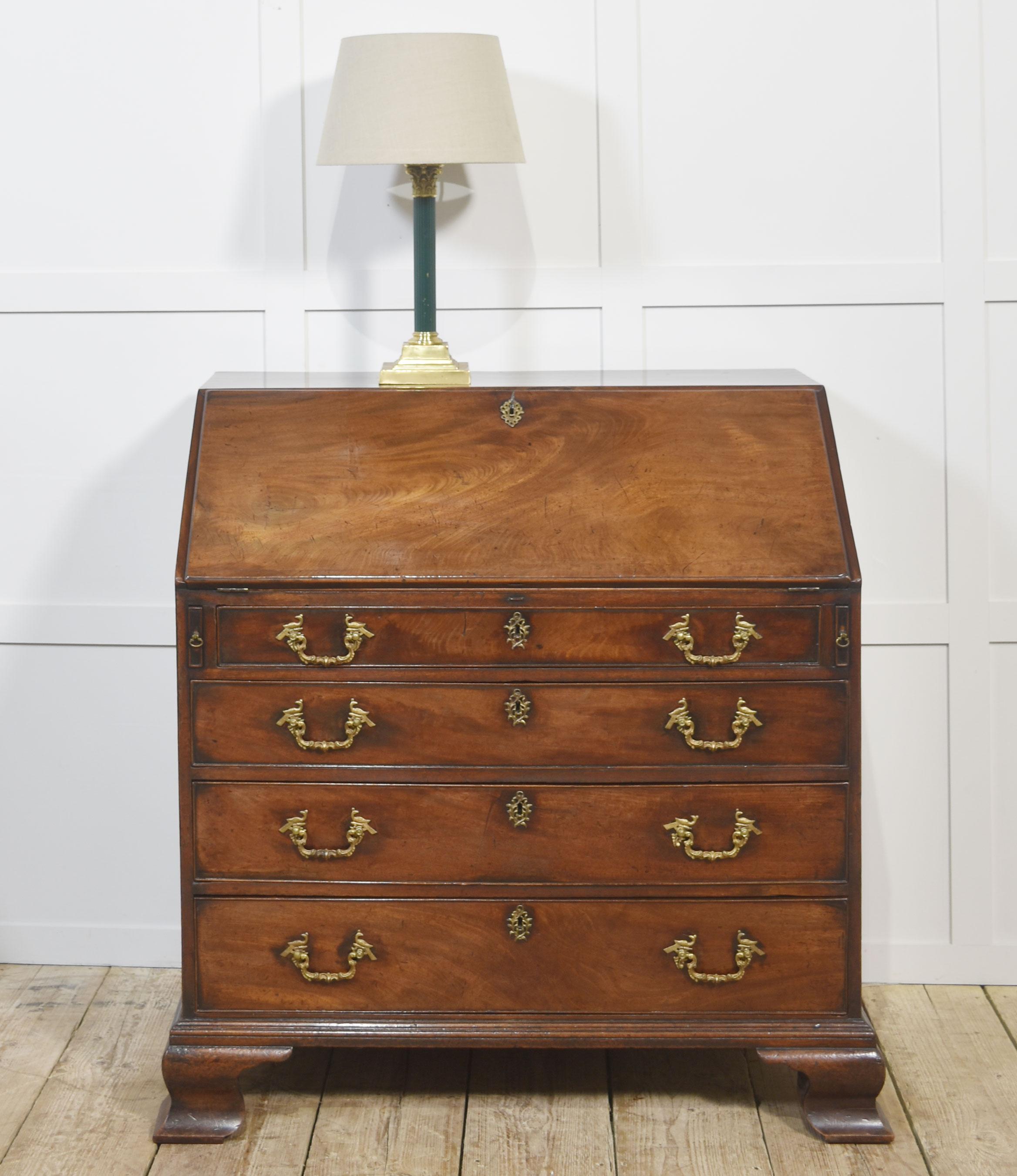 British George III Mahogany Bureau For Sale
