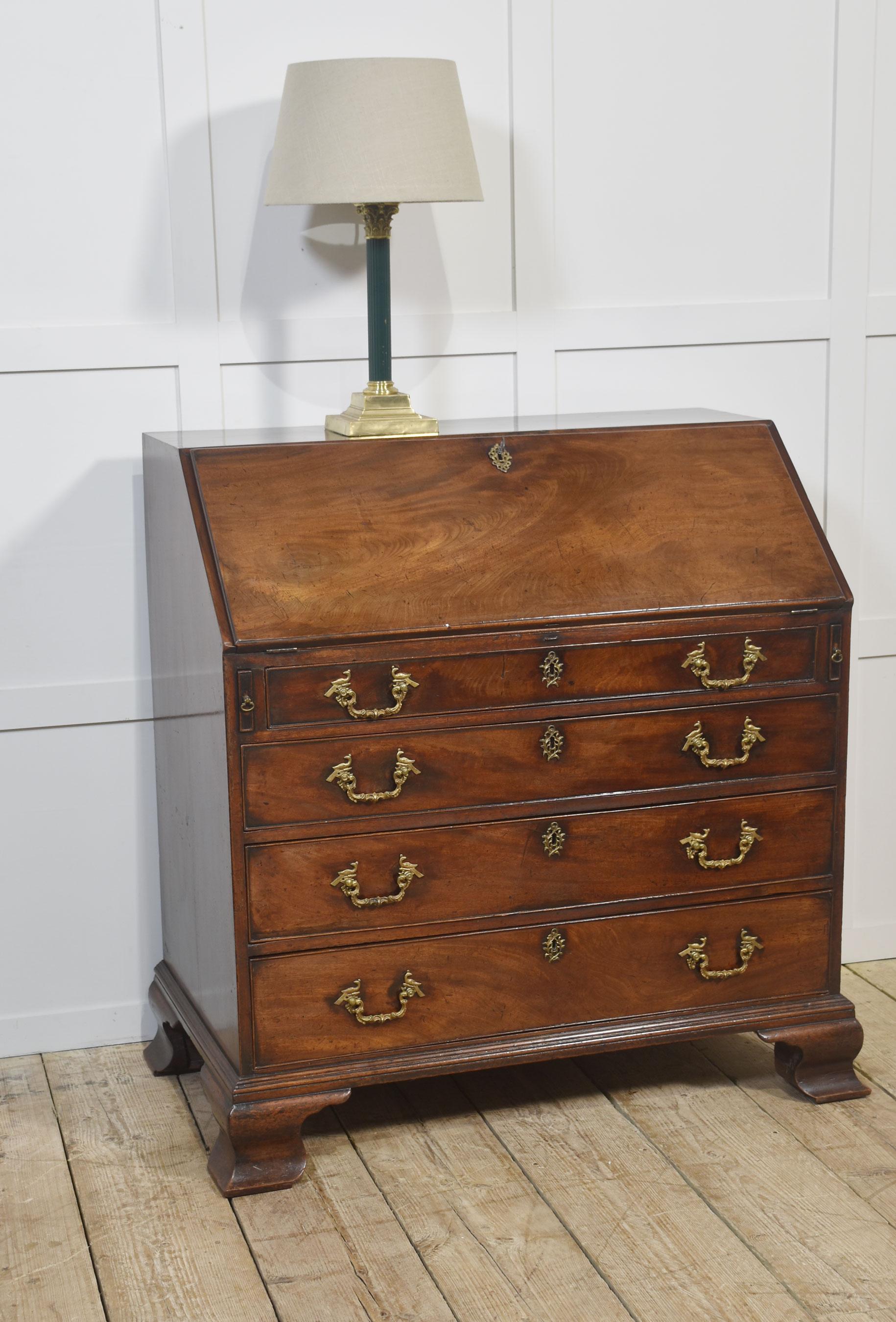 19th Century George III Mahogany Bureau For Sale