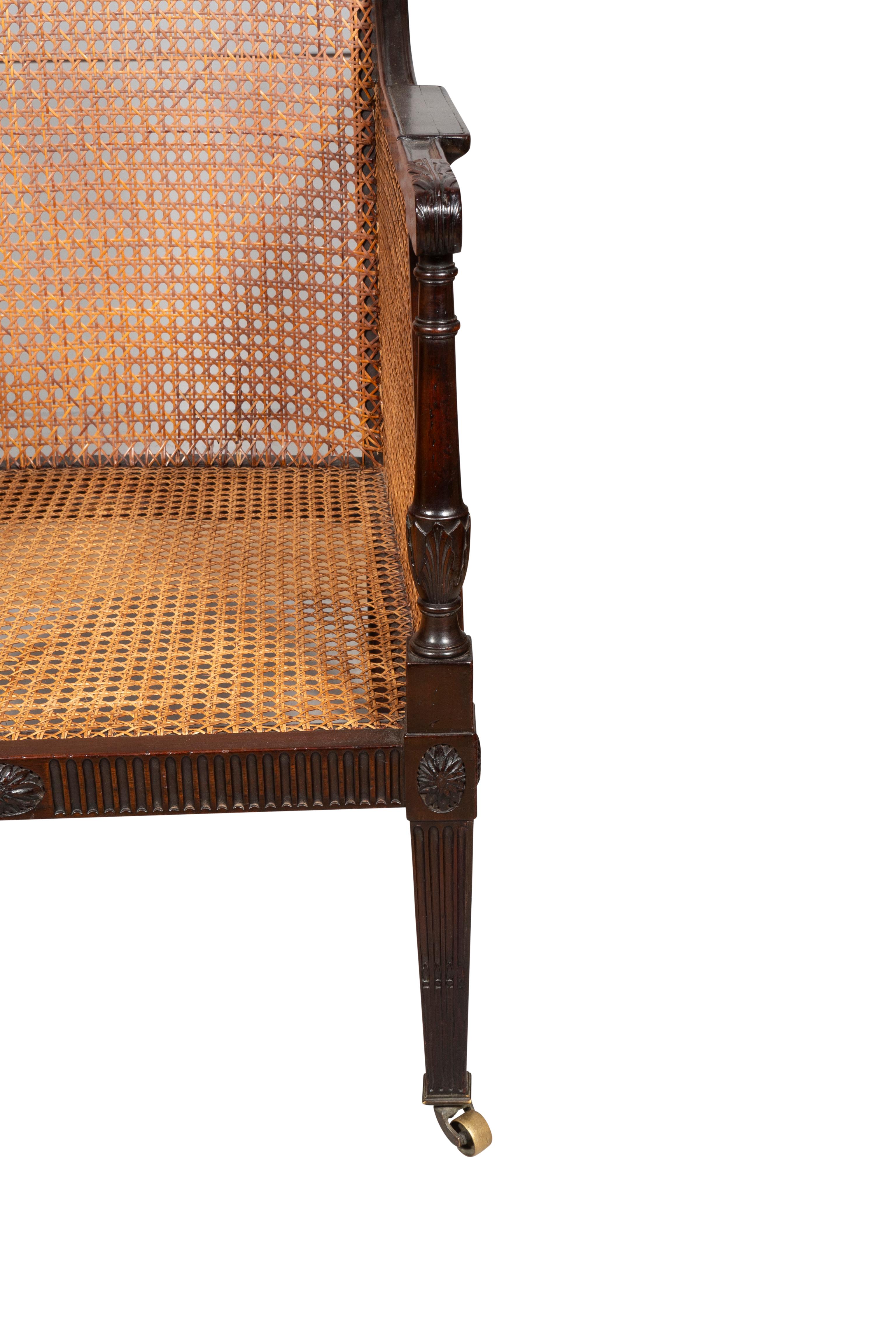 George III Mahogany Caned Bergere For Sale 1