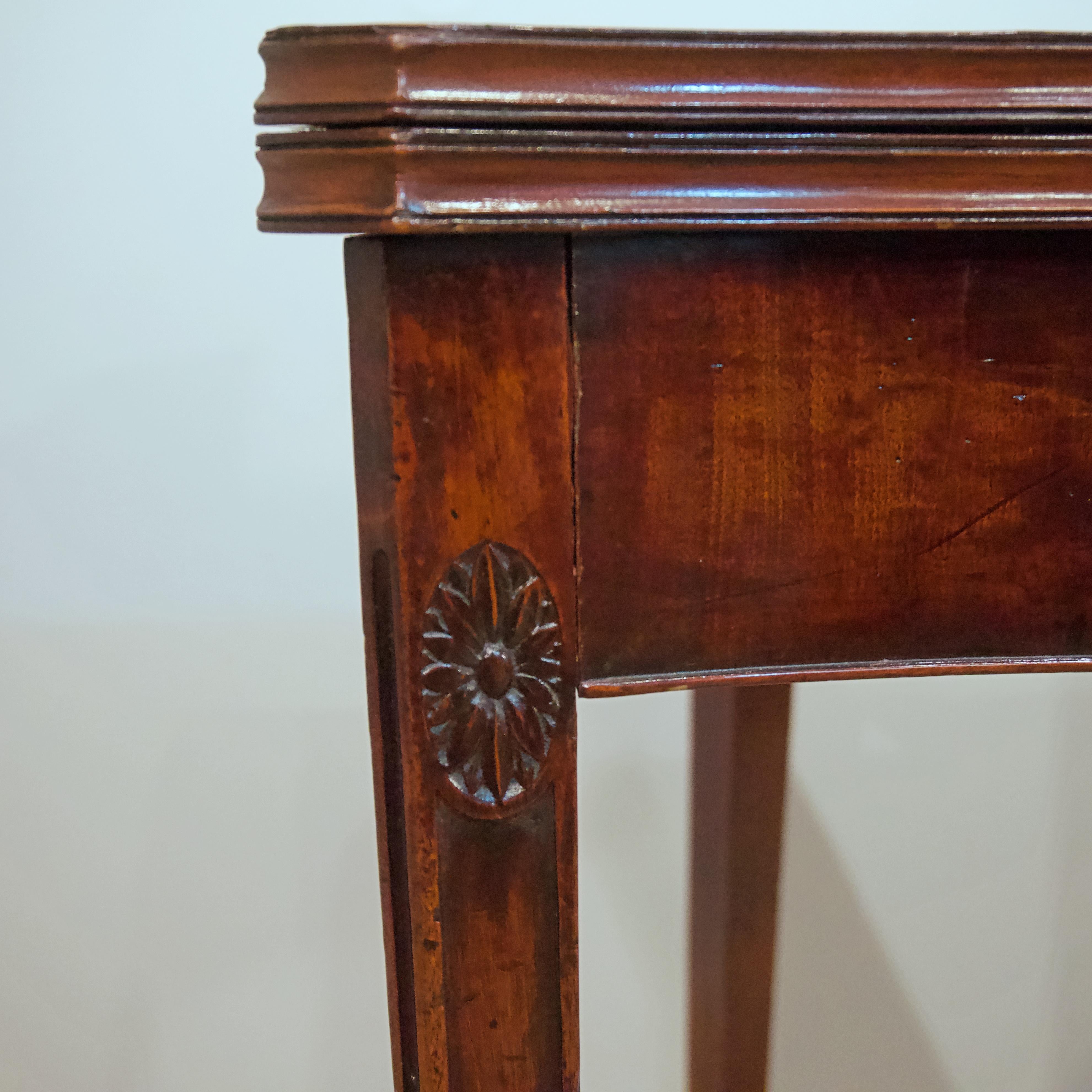 Adam Style George III Mahogany Card Table For Sale