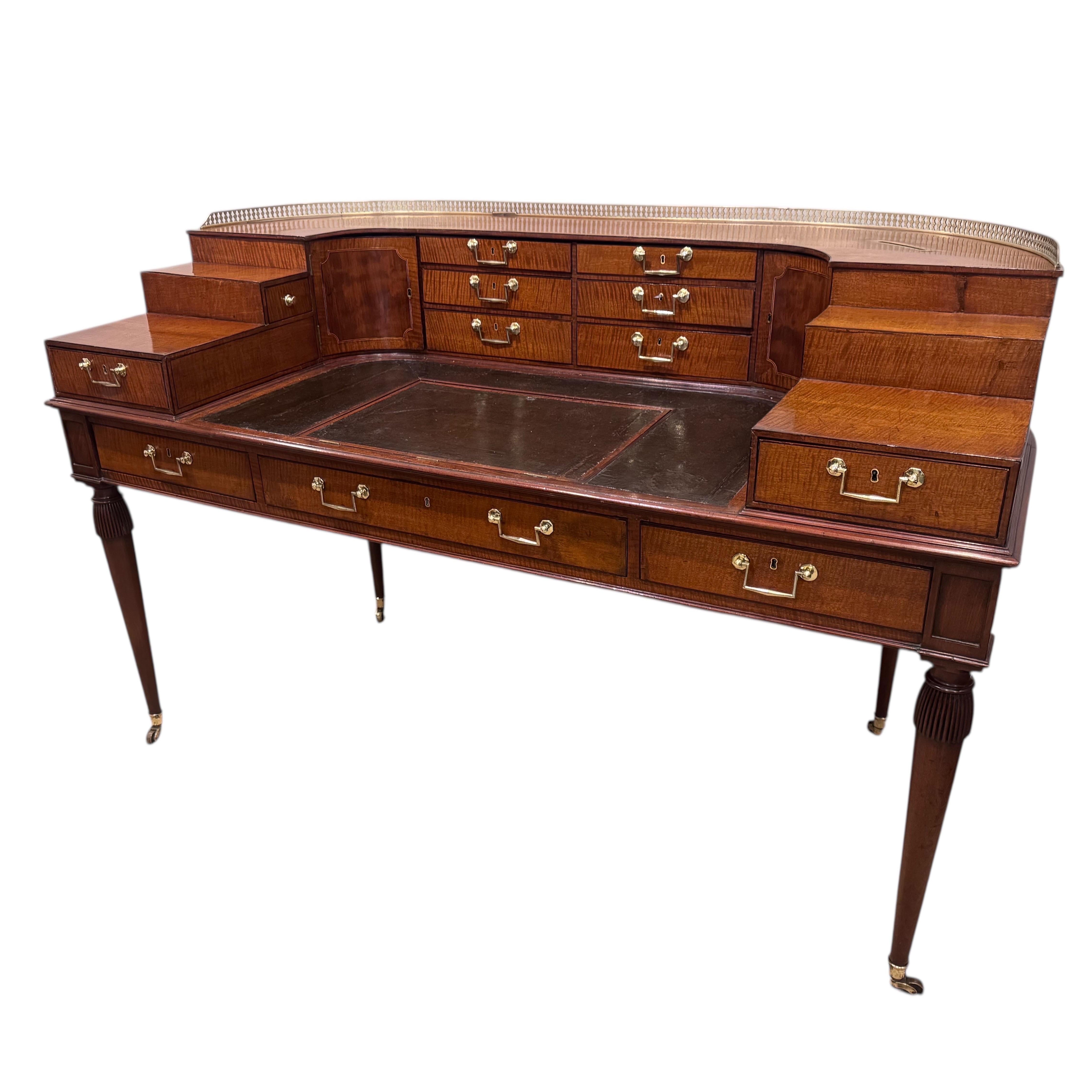 George III Mahogany Carlton House Desk, attributed to Gillow of Lancaster.C.1790