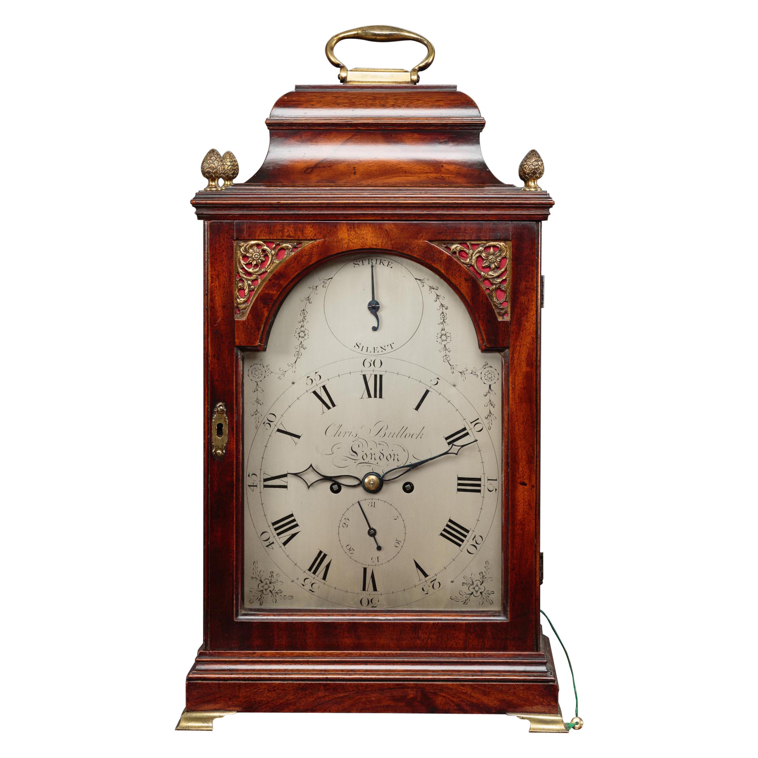 George III Mahogany Cased Bracket Clock by Christopher Bullock, London