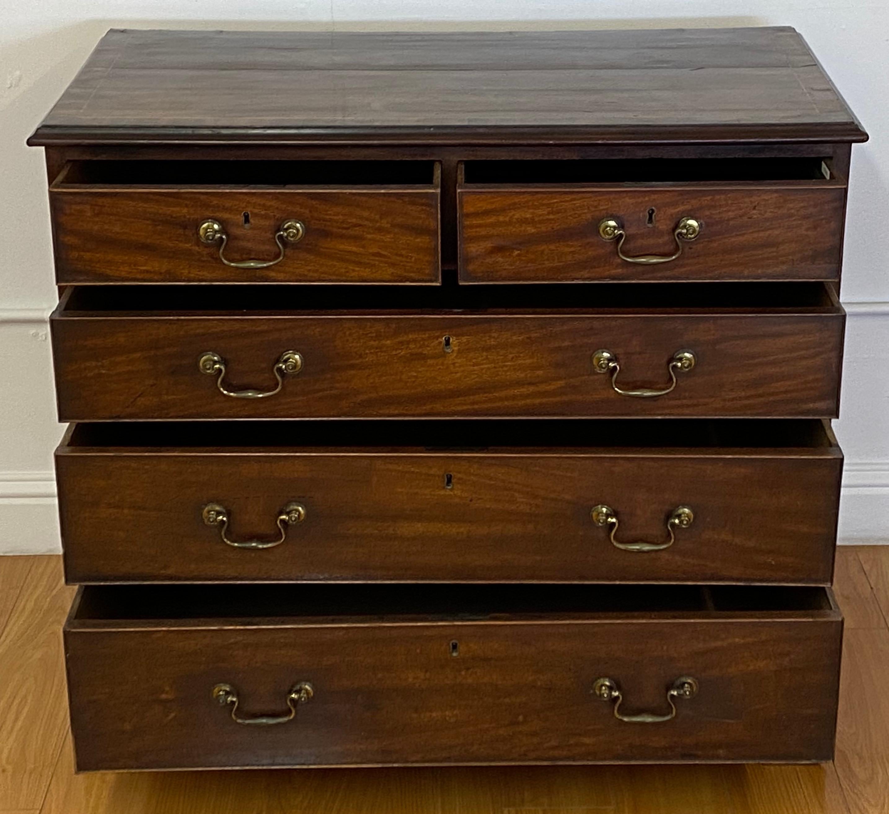 George III mahogany chest of drawers, C.1790

Two over three chest with brass swan neck pulls

Measures: 37.5