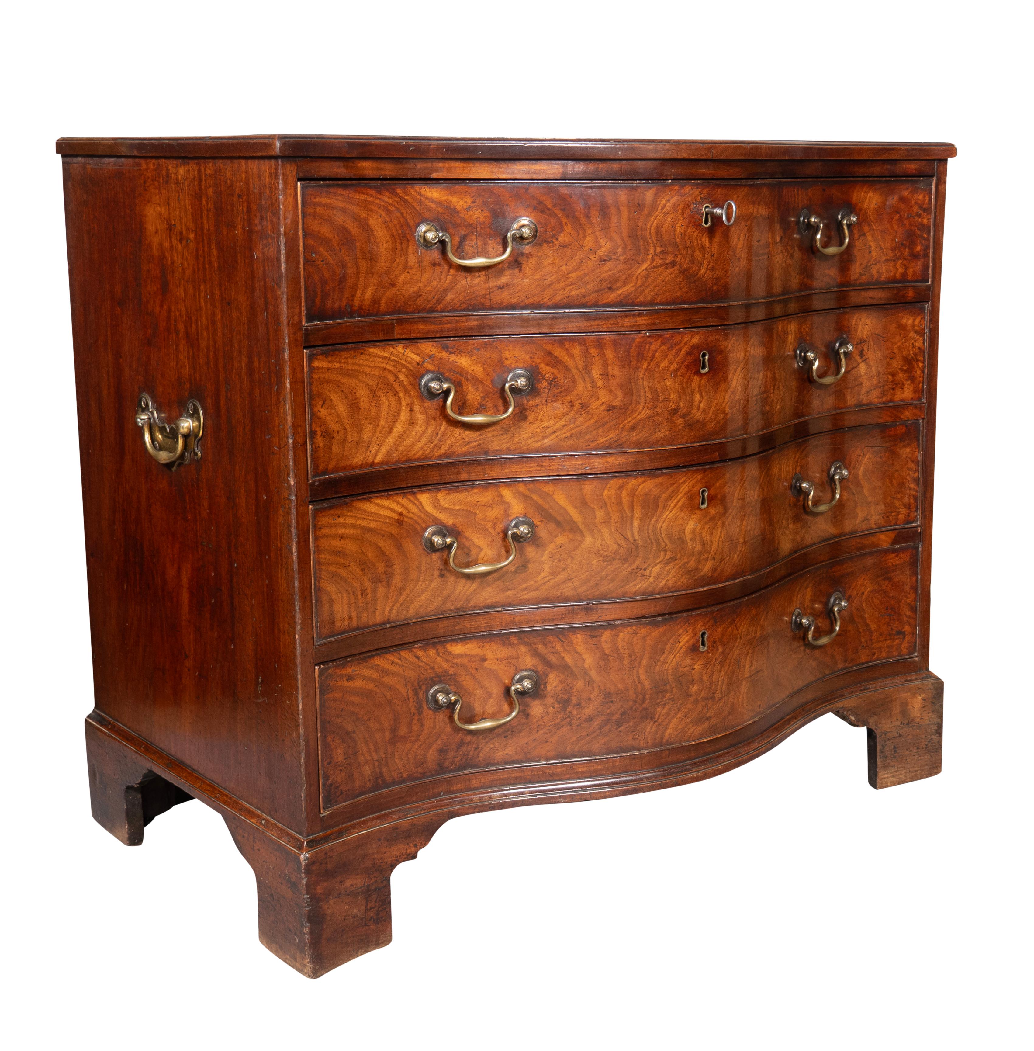 Brass George III Mahogany Chest Of Drawers For Sale