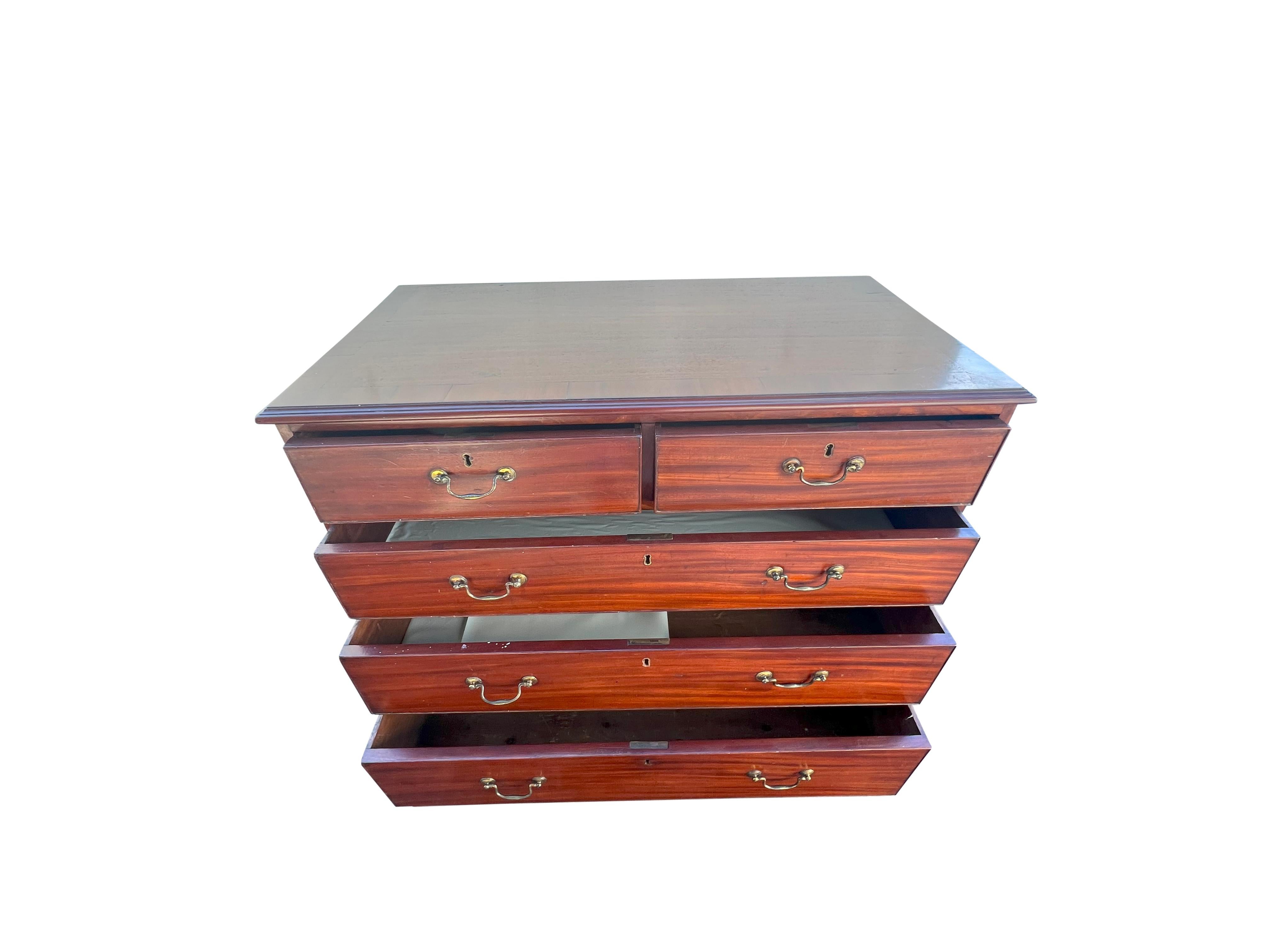 Brass George III Mahogany Chest Of Drawers For Sale