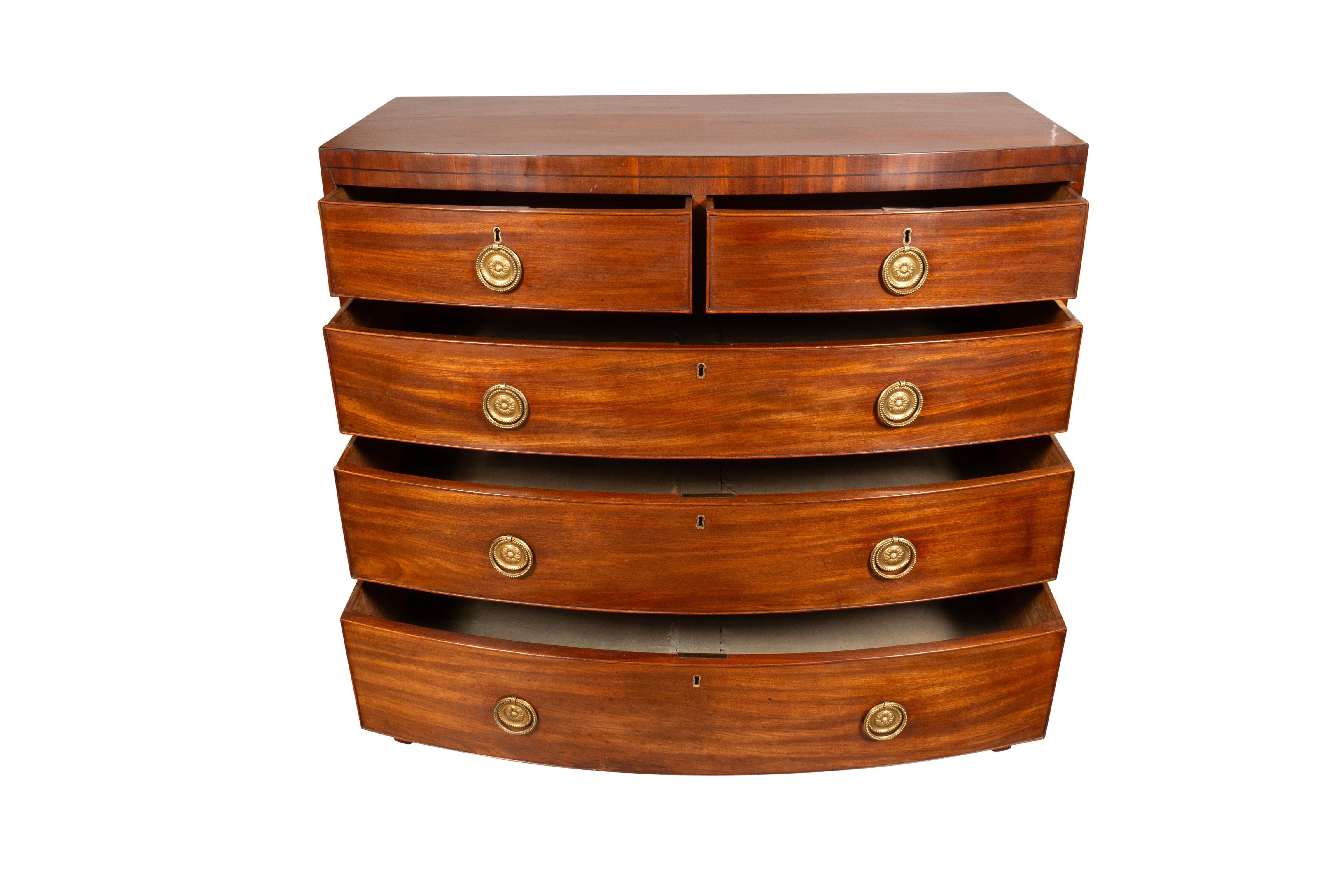 Brass George III Mahogany Chest Of Drawers For Sale