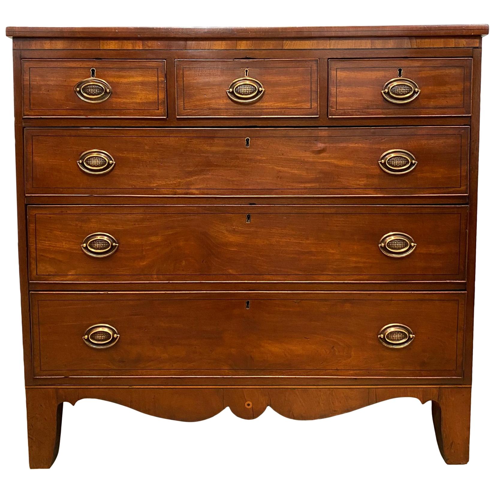 George III Mahogany Chest-of-Drawers with Cross-Banding and Inlays, circa 1820