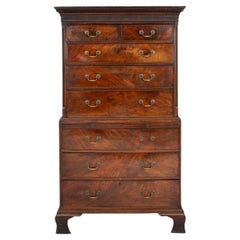 Antique George III Mahogany Chest on Chest, 18th C