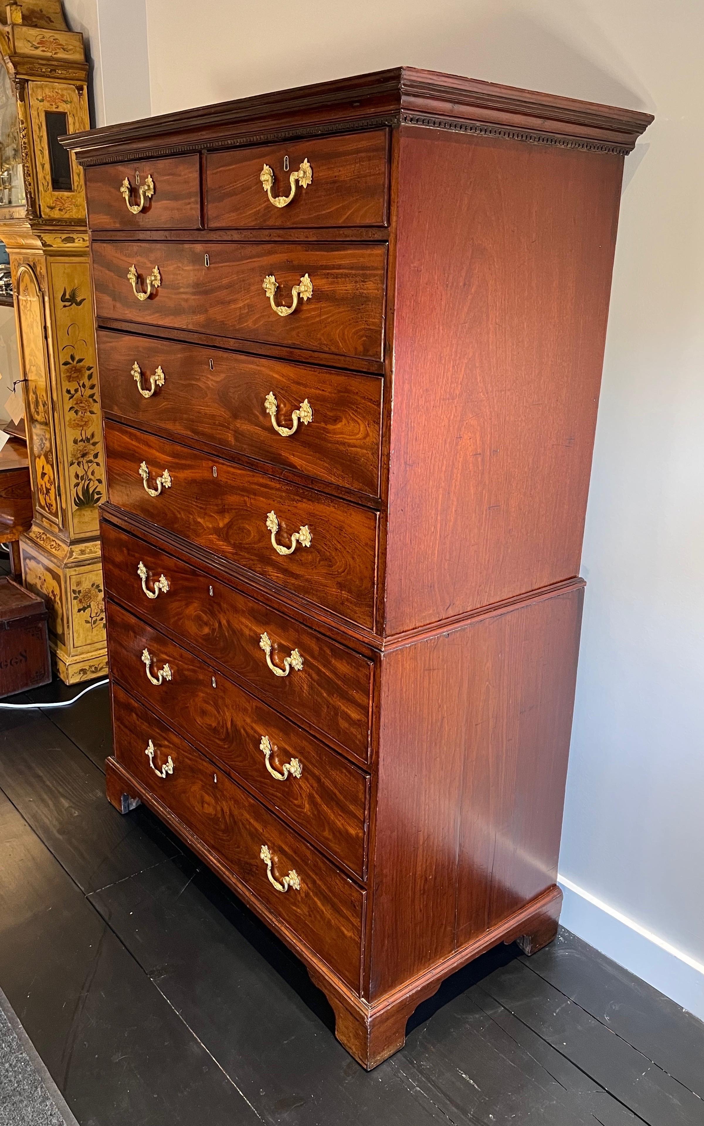 18th Century George III Mahogany Chest on Chest English, circa 1790