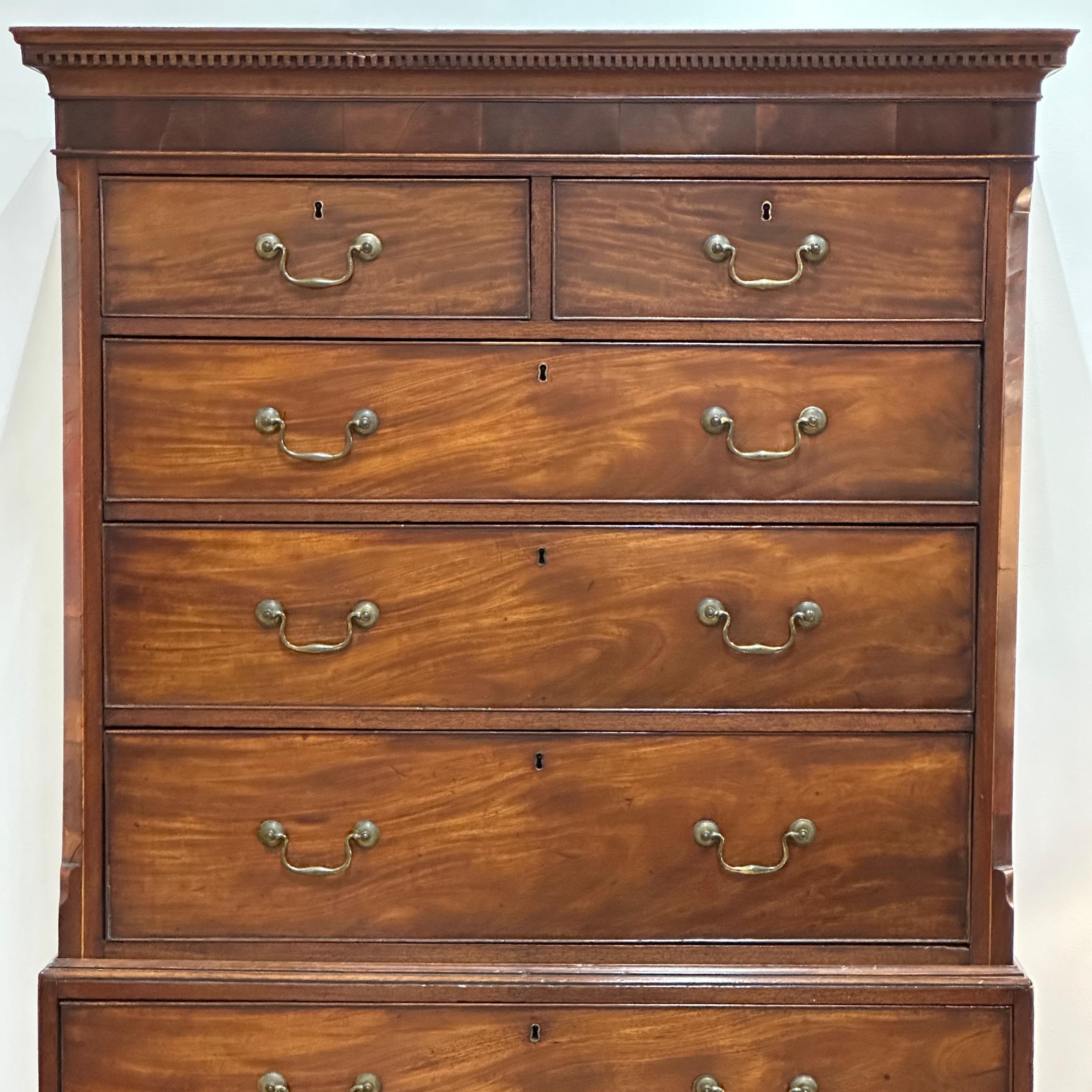 Hand-Crafted George III Mahogany Chest on Chest