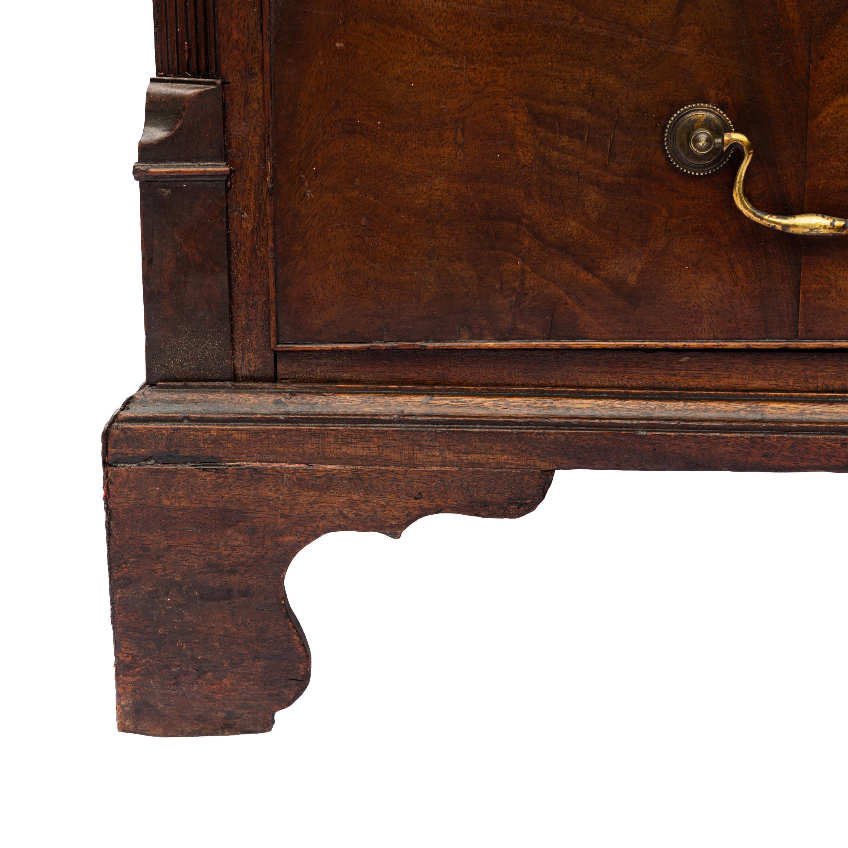 George III Mahogany Chest with Banded Top, Canted Corners, and Reeded Posts,  For Sale 9