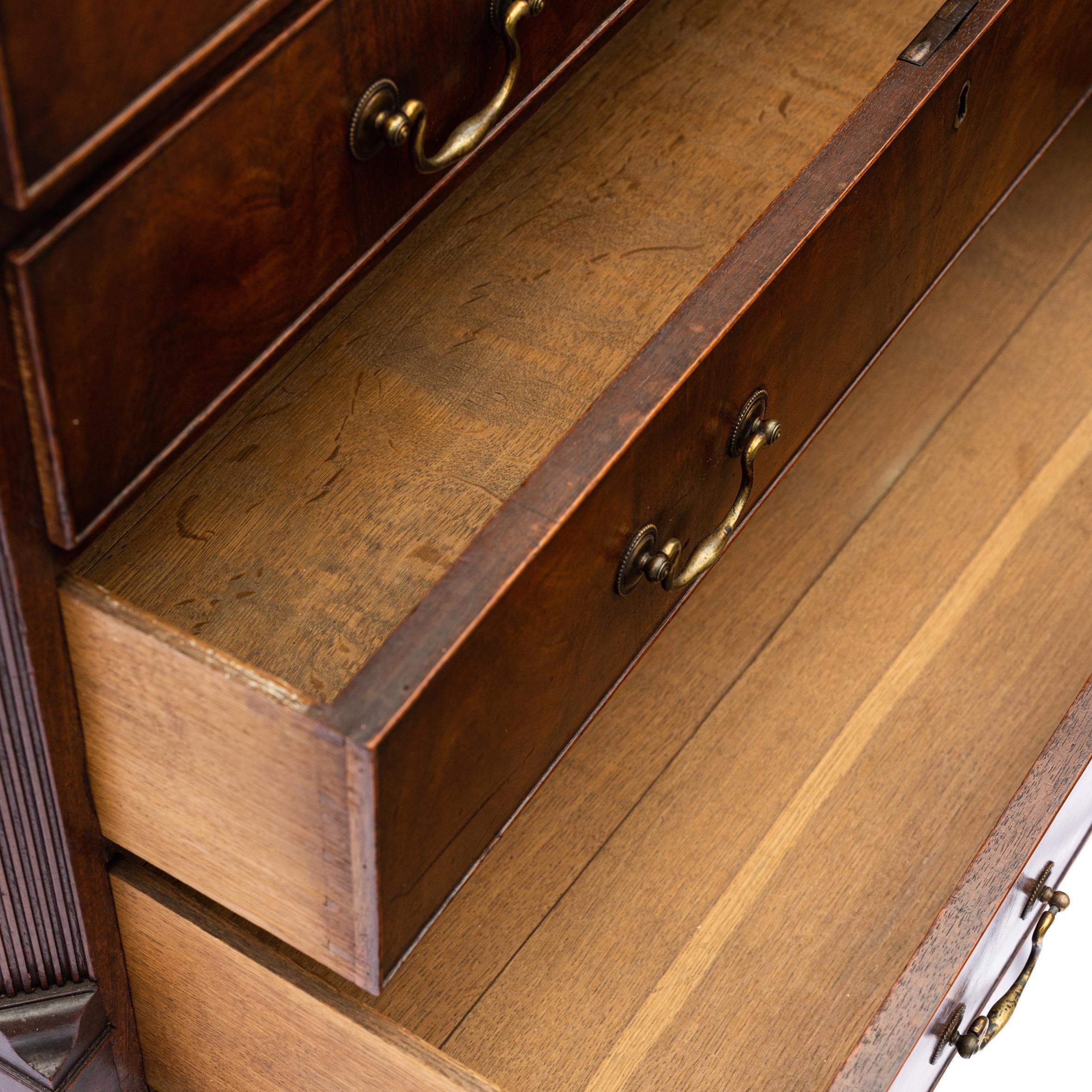 George III Mahogany Chest with Banded Top, Canted Corners, and Reeded Posts,  For Sale 3
