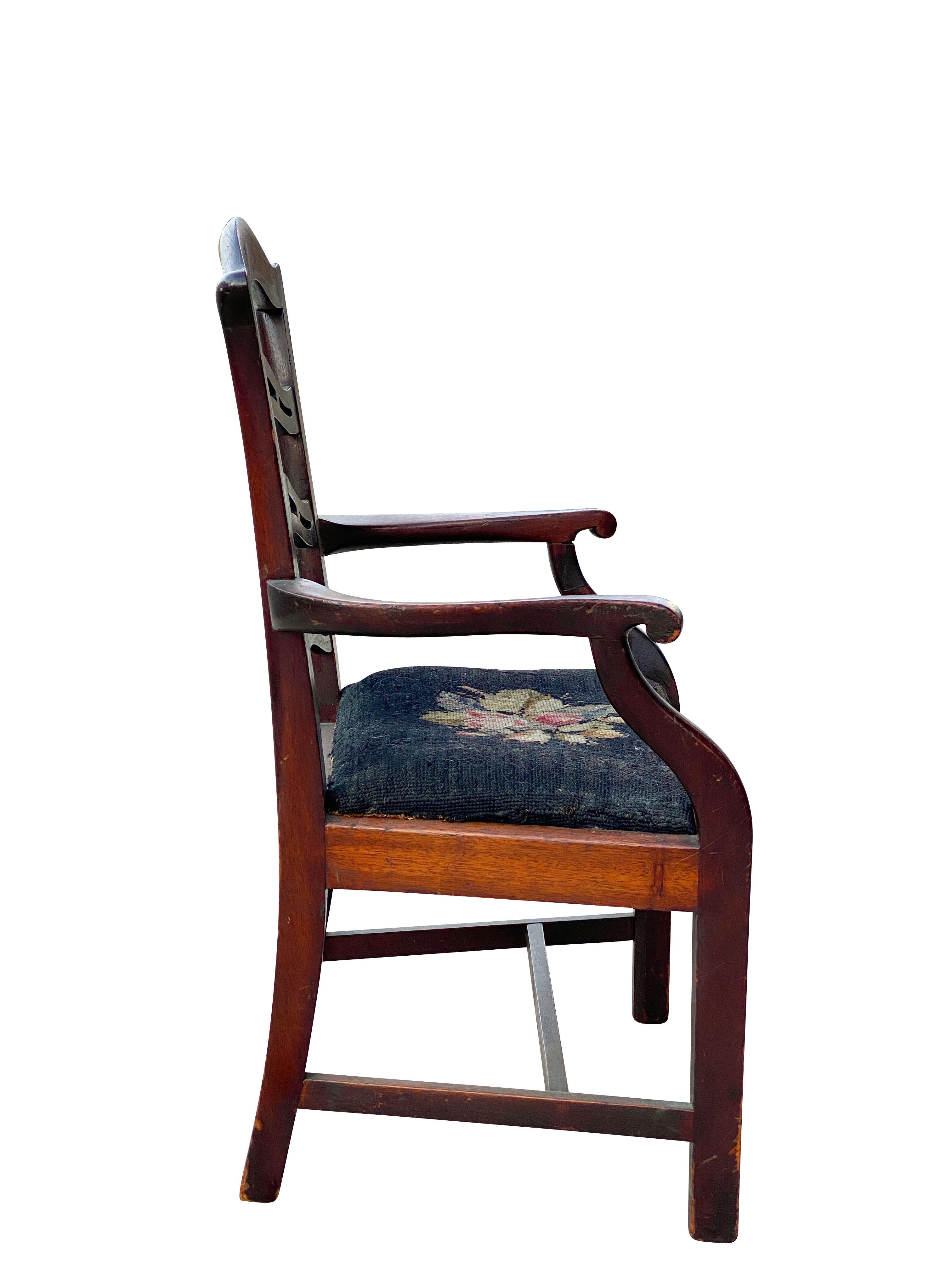 English George III Mahogany Childs Armchair For Sale