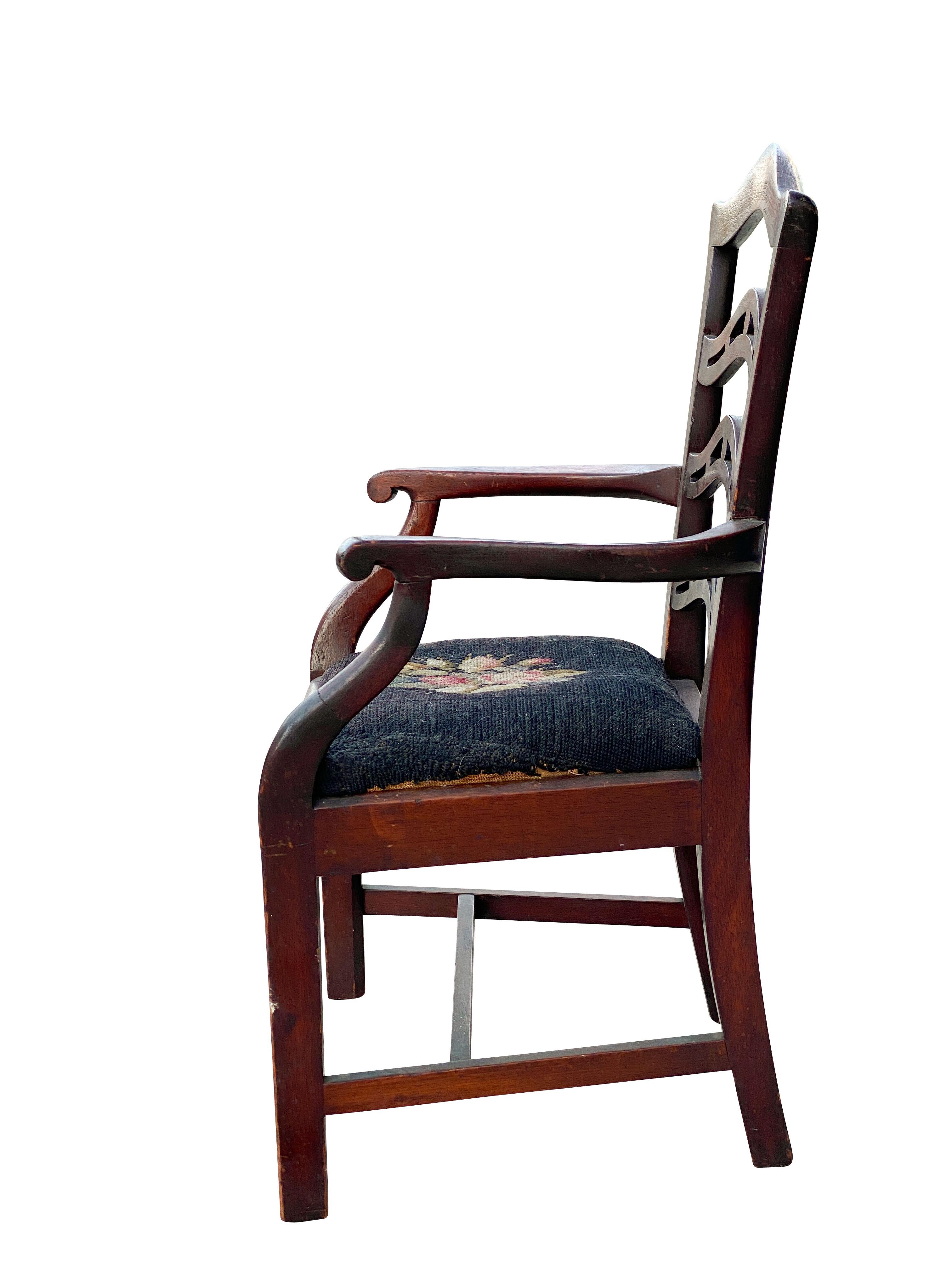 18th Century George III Mahogany Childs Armchair For Sale