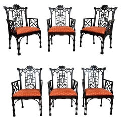 Sillones «chinos» de caoba de la época de Jorge III, inspirados en Thomas Chippendale, hacia 1960