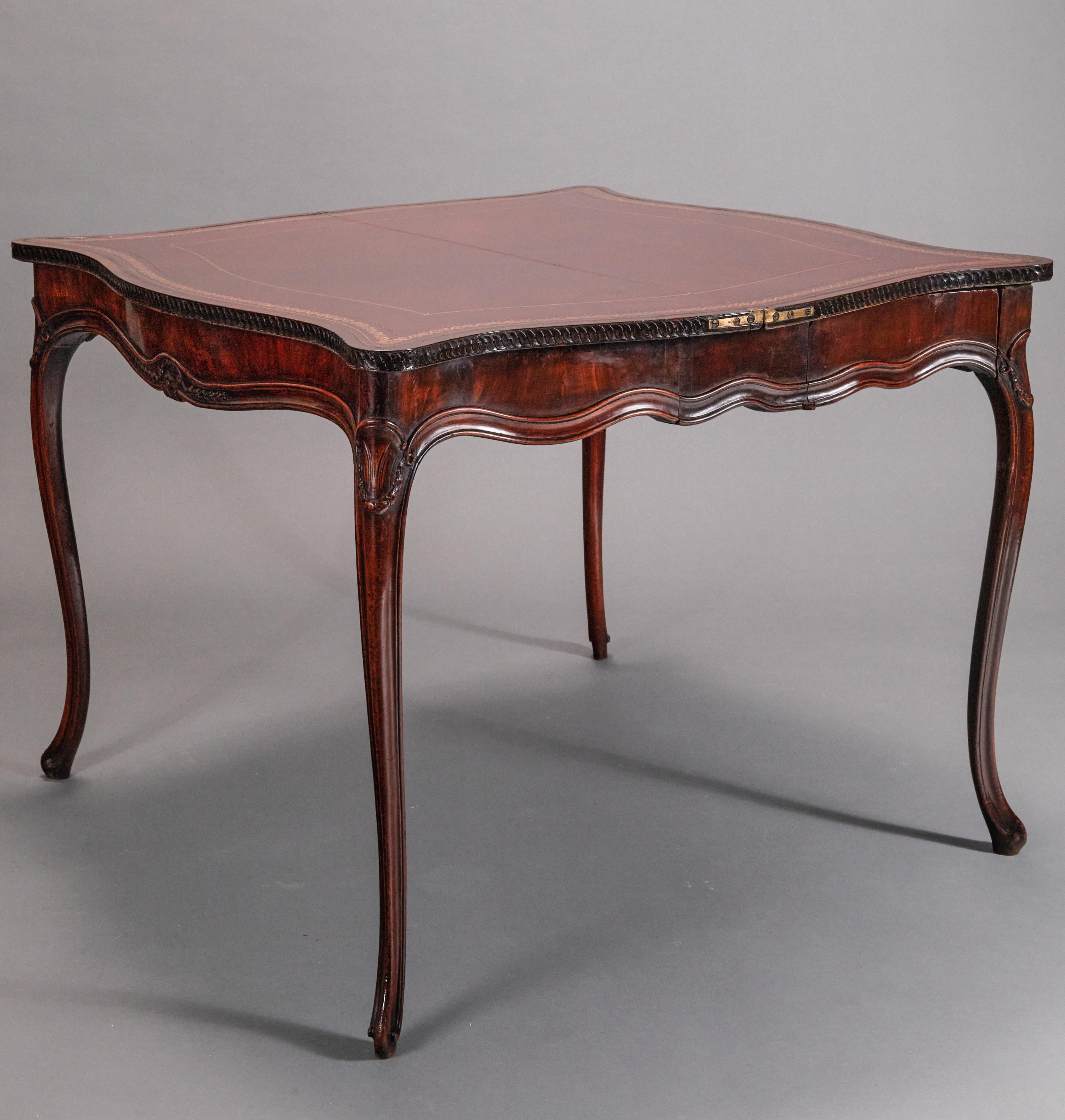 English George III Mahogany Concertina Action Card Table For Sale