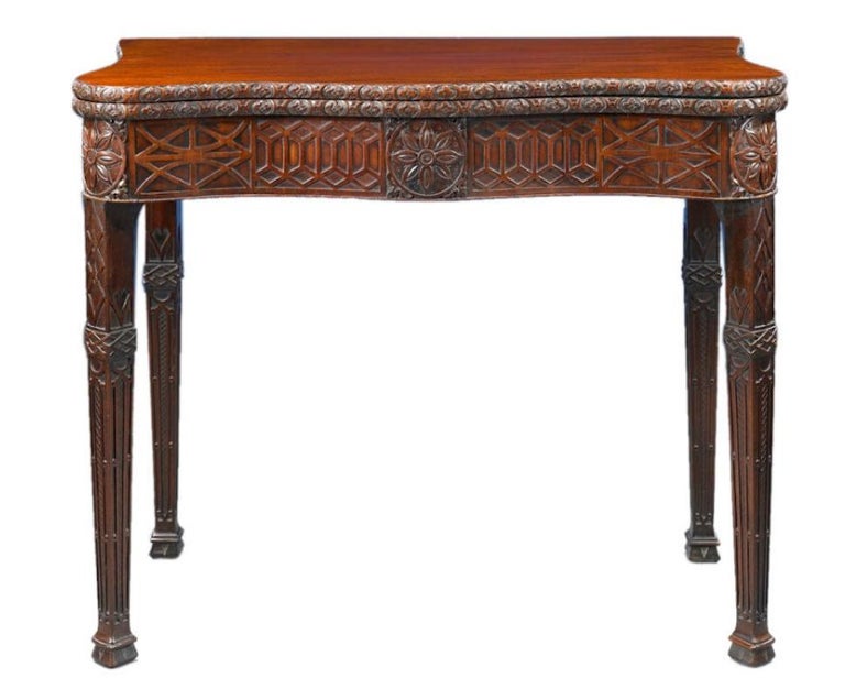 III Mahogany Concertina Card Table For Sale at 1stDibs