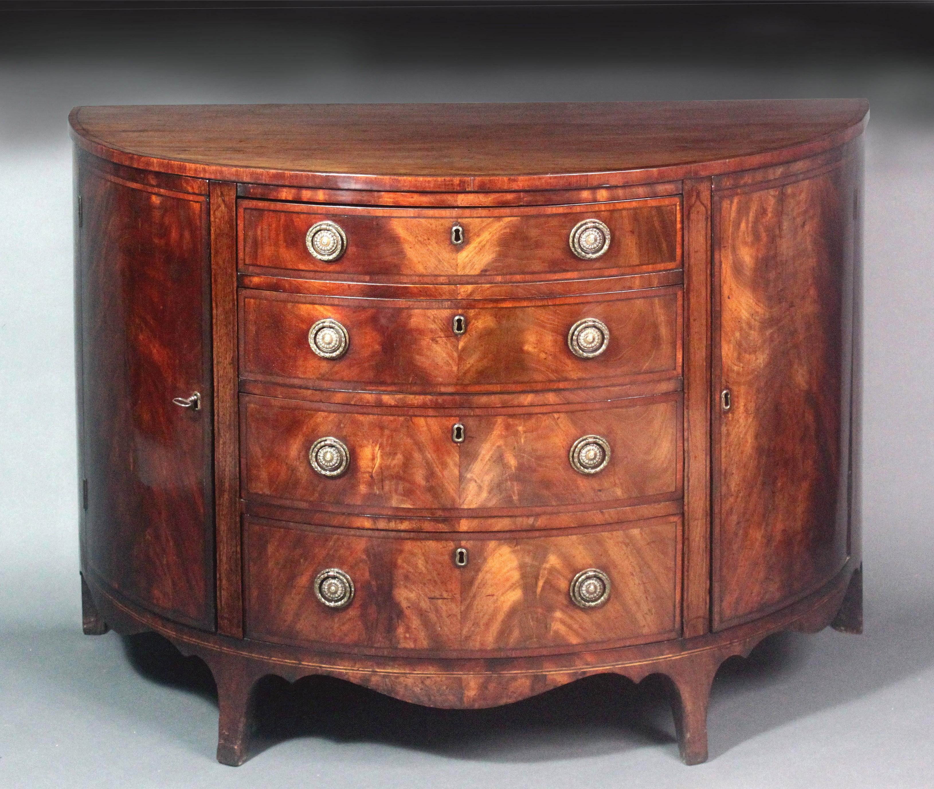 George III mahogany demi-lune commode For Sale 4