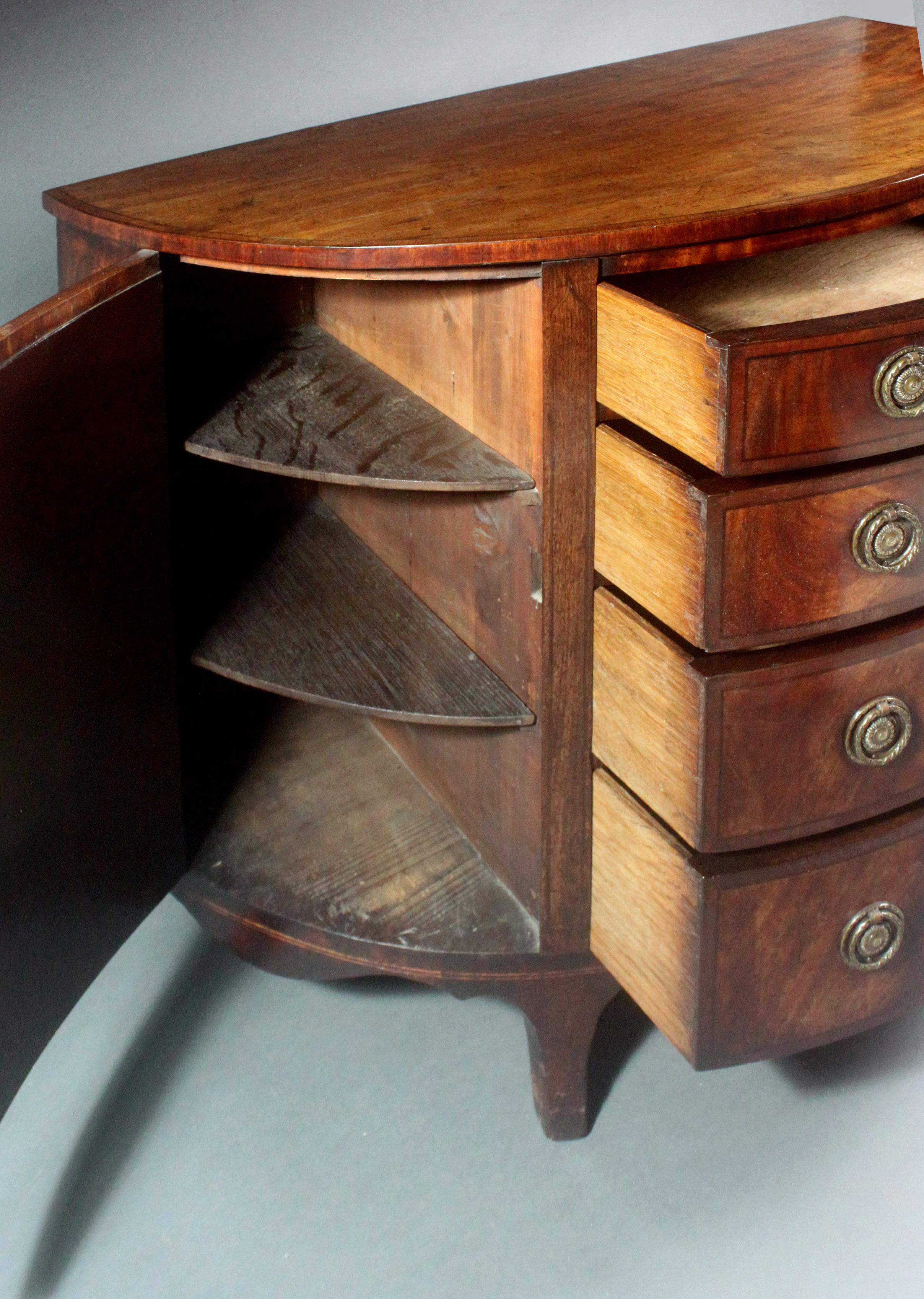 George III mahogany demi-lune commode For Sale 6