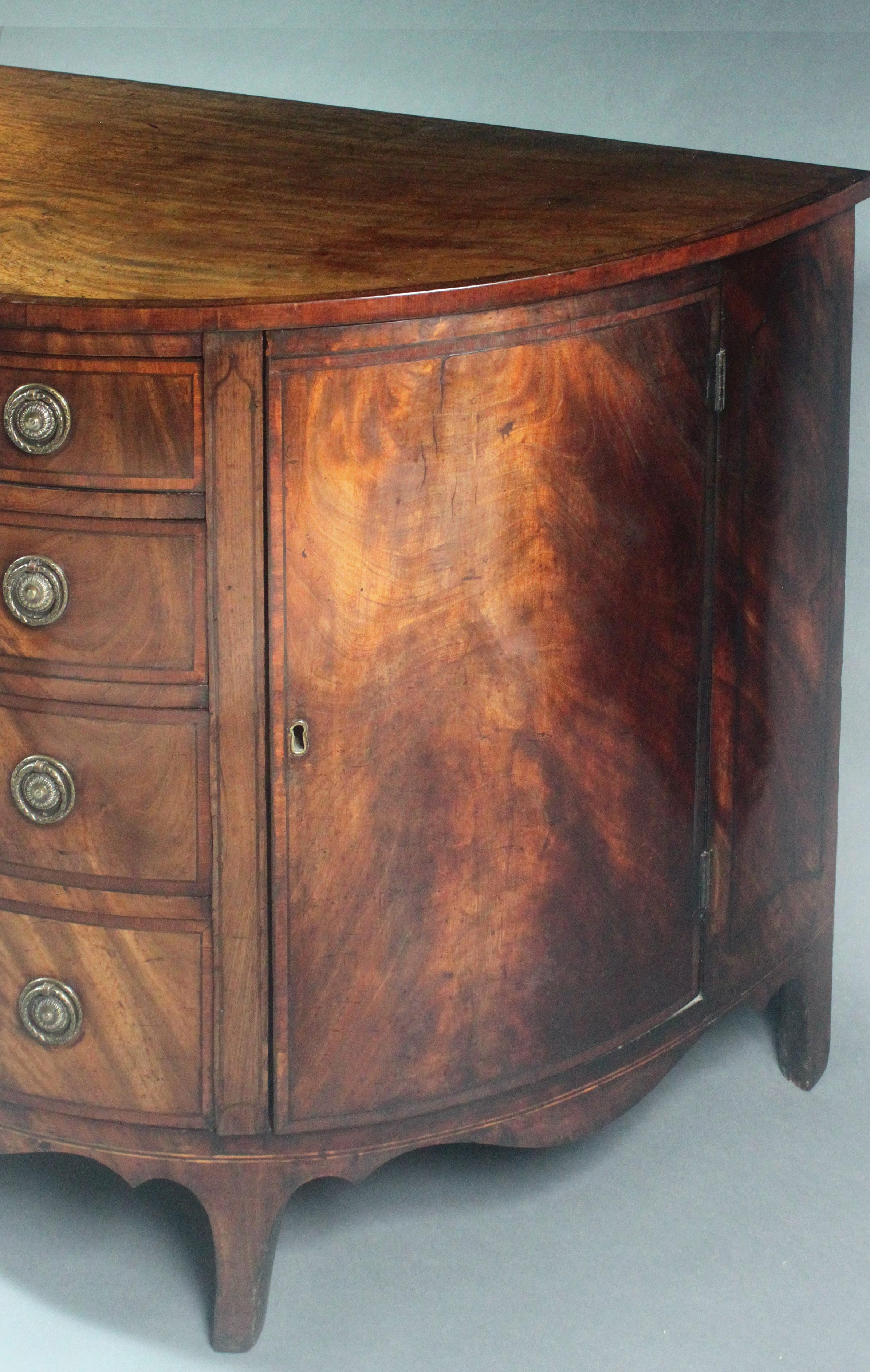 18th Century George III mahogany demi-lune commode For Sale