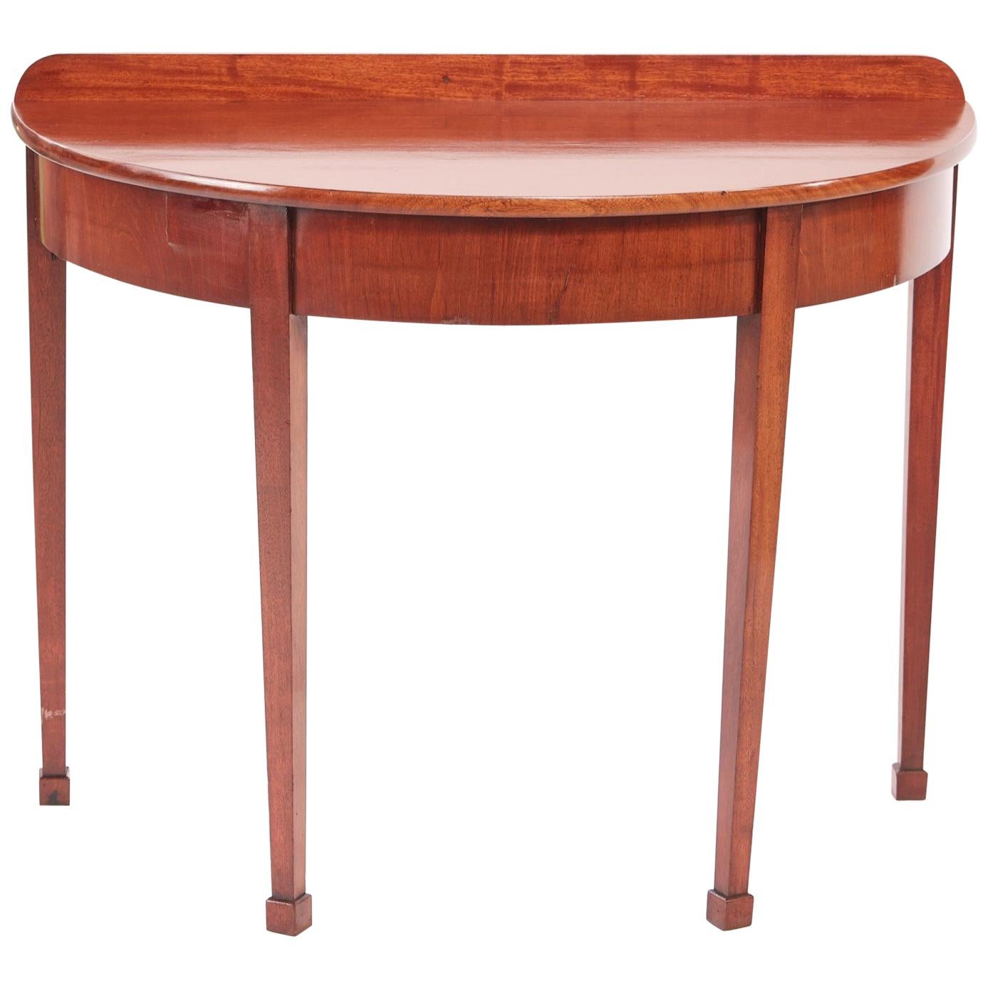 George III Mahogany Demi-Lune Console Table For Sale