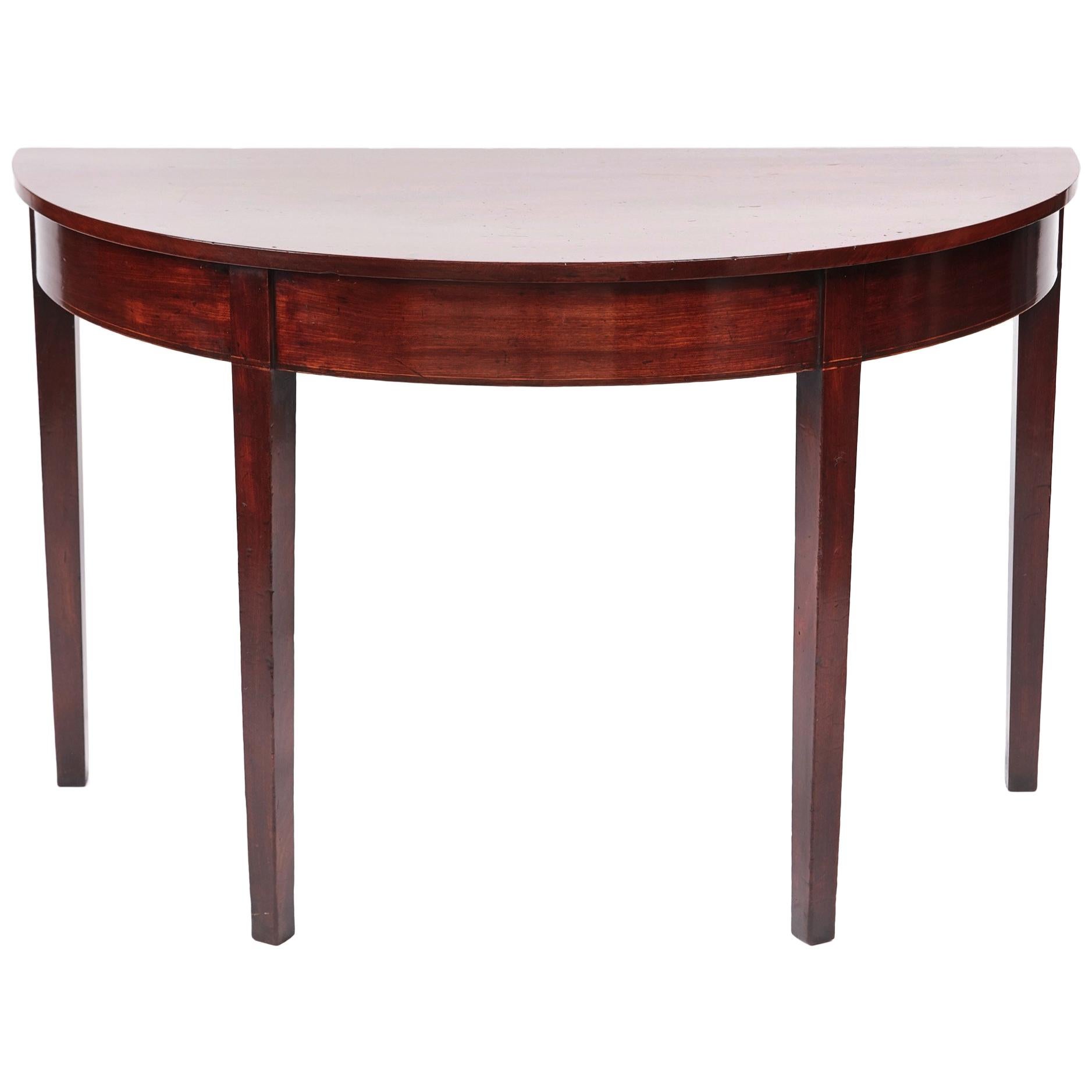 George III Mahogany Demilune Console Table