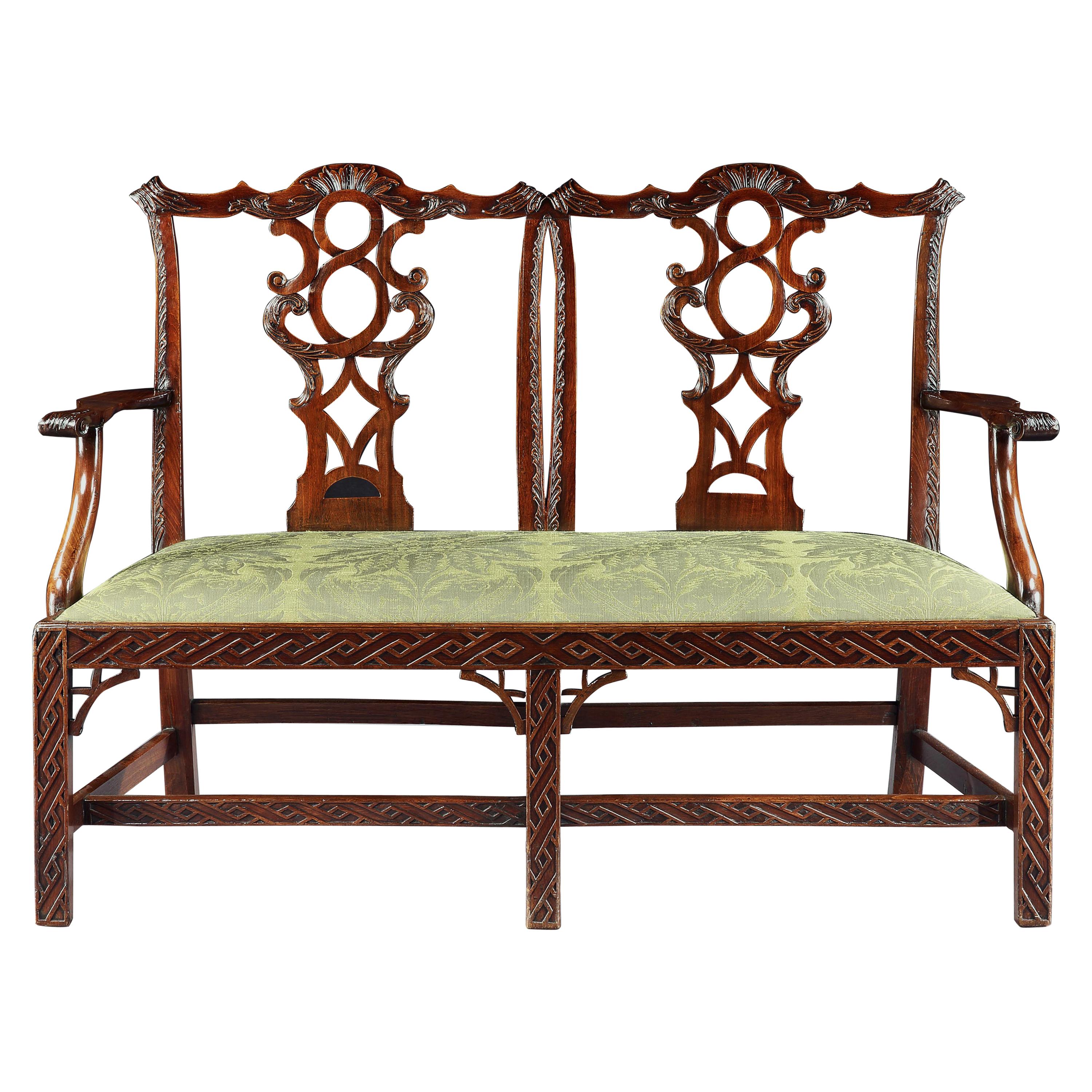 George III Mahogany Double Chair Back Settee For Sale