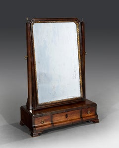 George III Mahogany Dressing Mirror with a Parcel Gilt Moulding