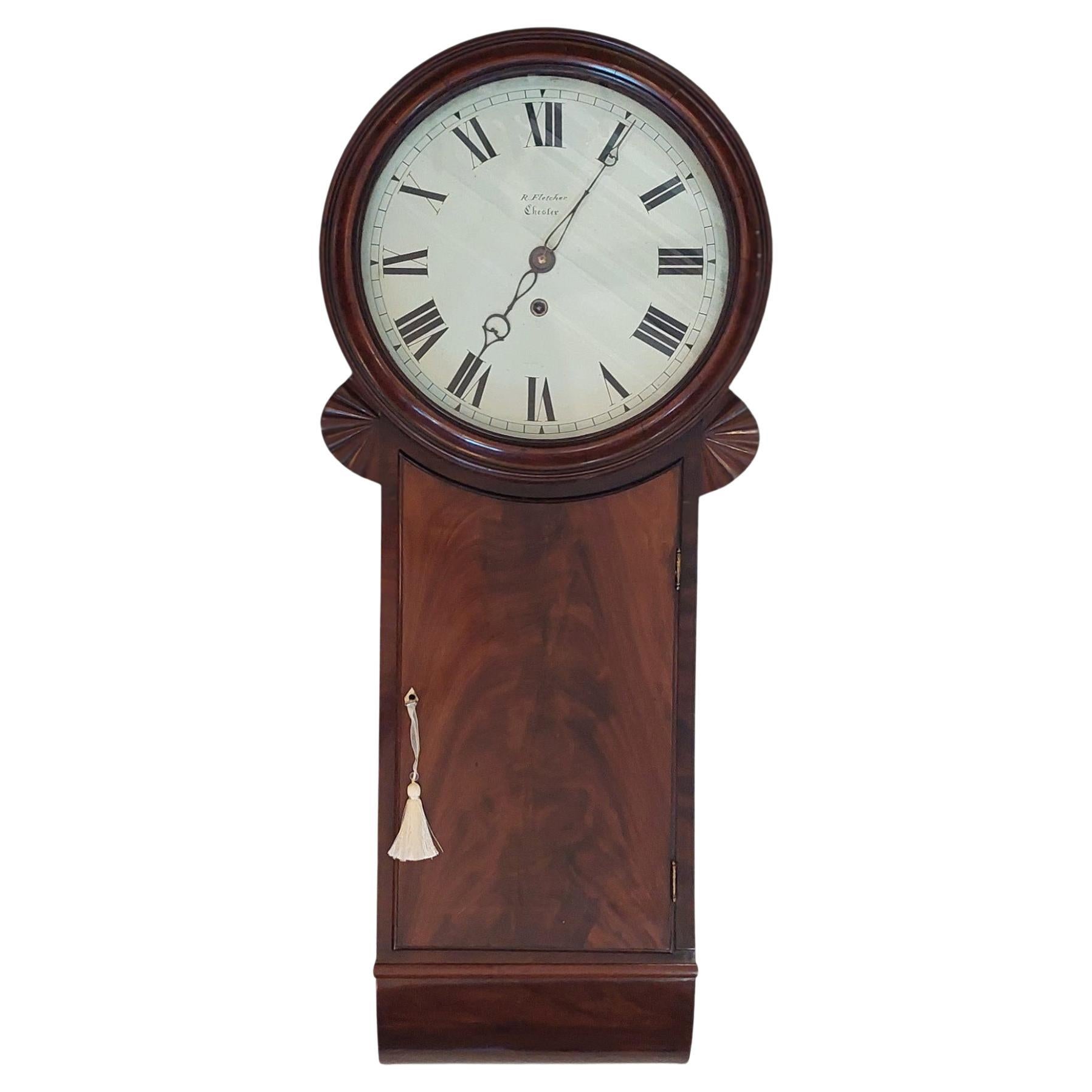 George III Mahogany Drop Dial "Tavern" Wall Clock For Sale