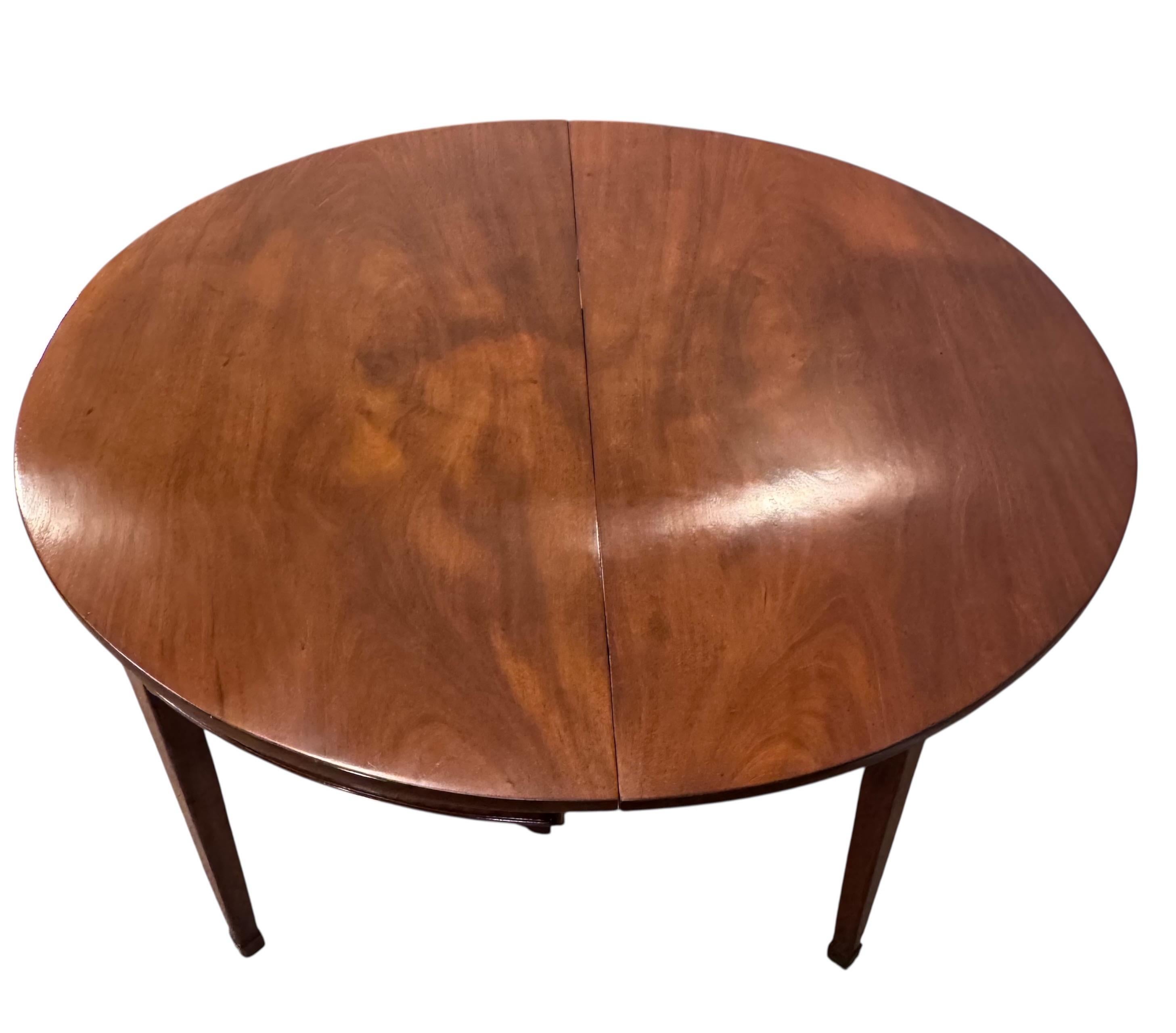 George III Mahogany Drop Leaf Demi Lune Table 