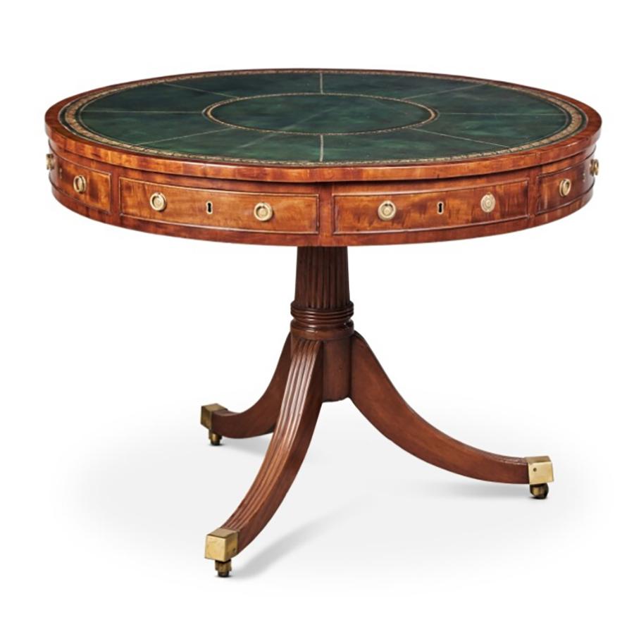 English George III Mahogany Drum Table For Sale