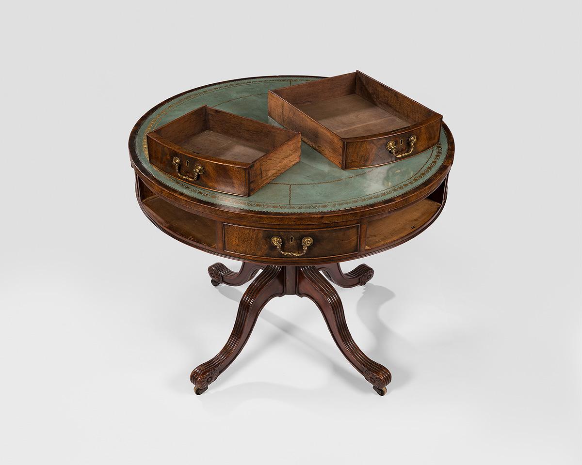 Late 18th Century George III Mahogany Drum Table For Sale