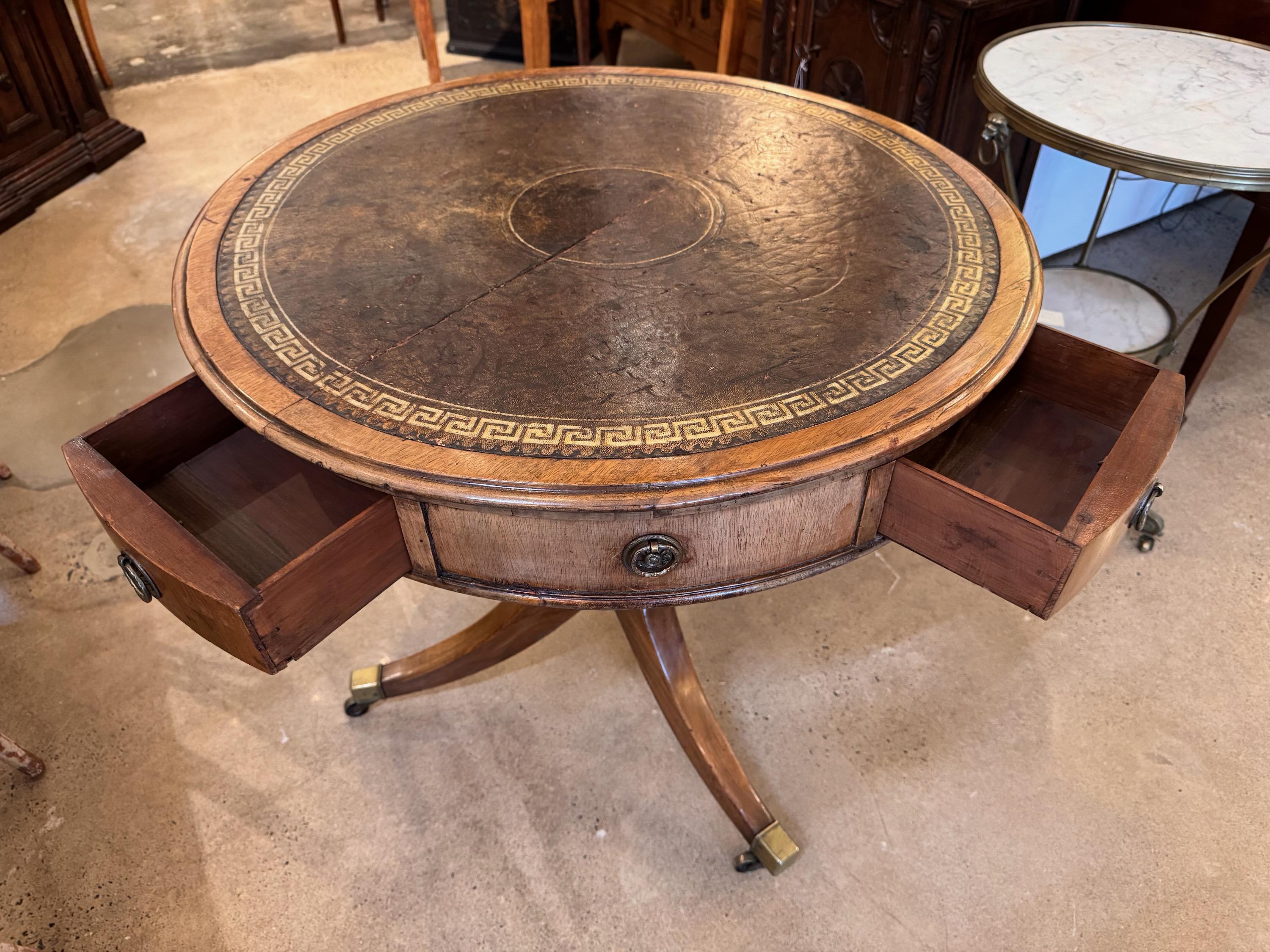 19th Century George III Mahogany Drum Table
