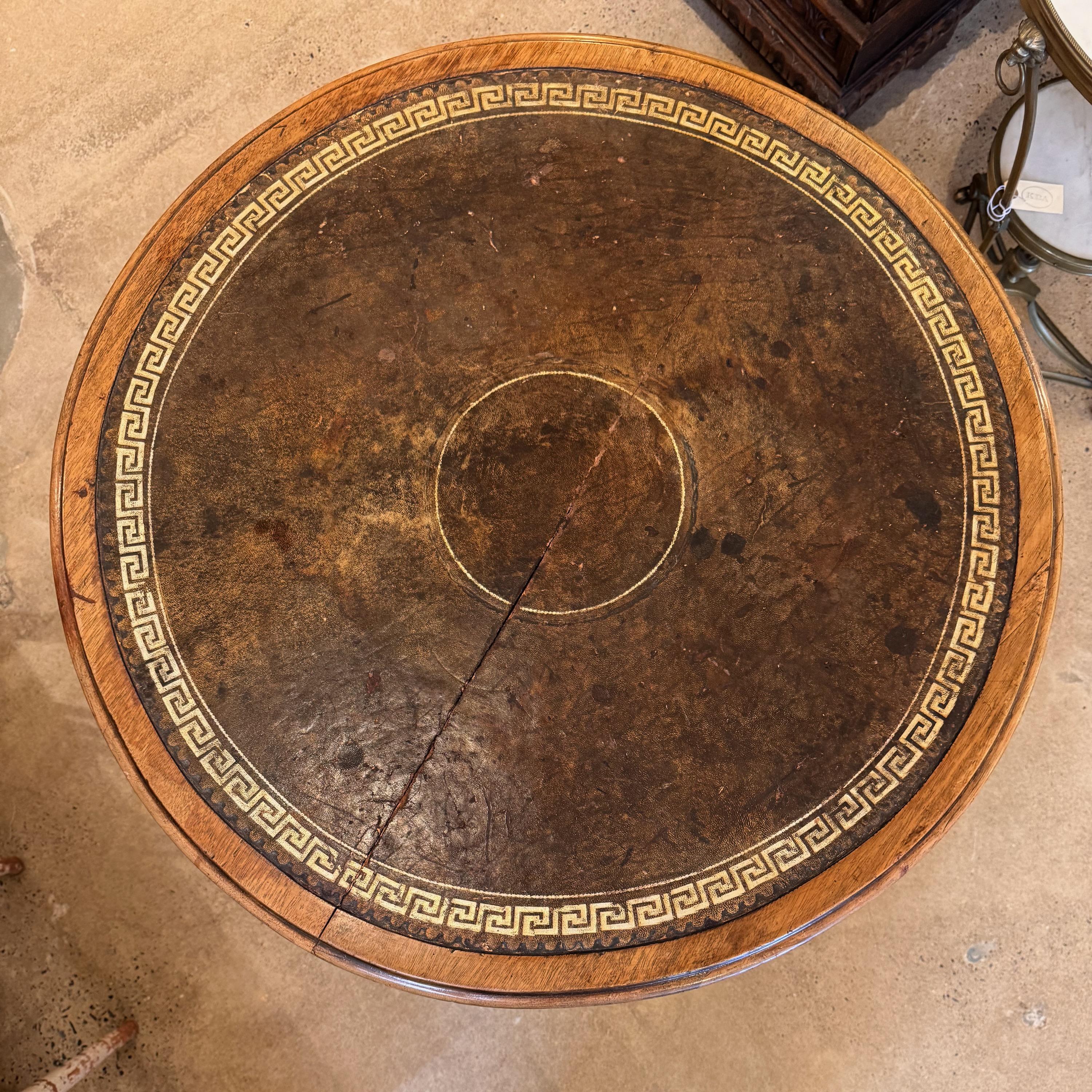 Leather George III Mahogany Drum Table