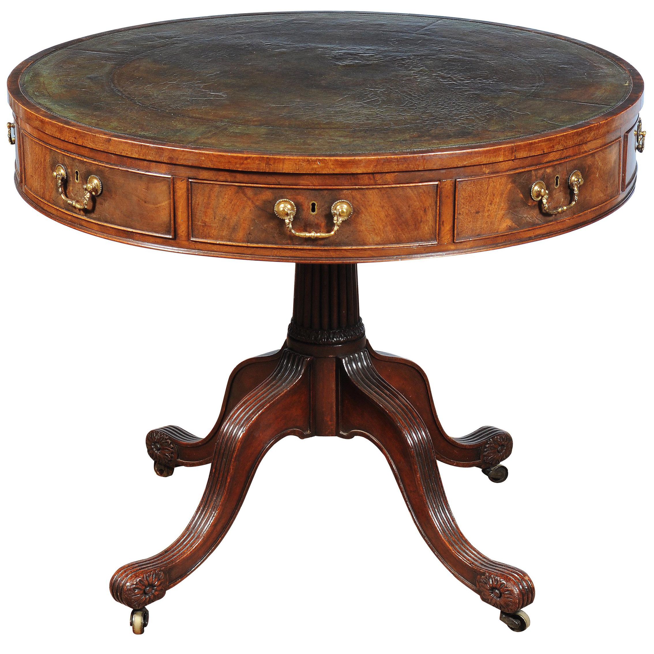 George III Mahogany Drum Table For Sale