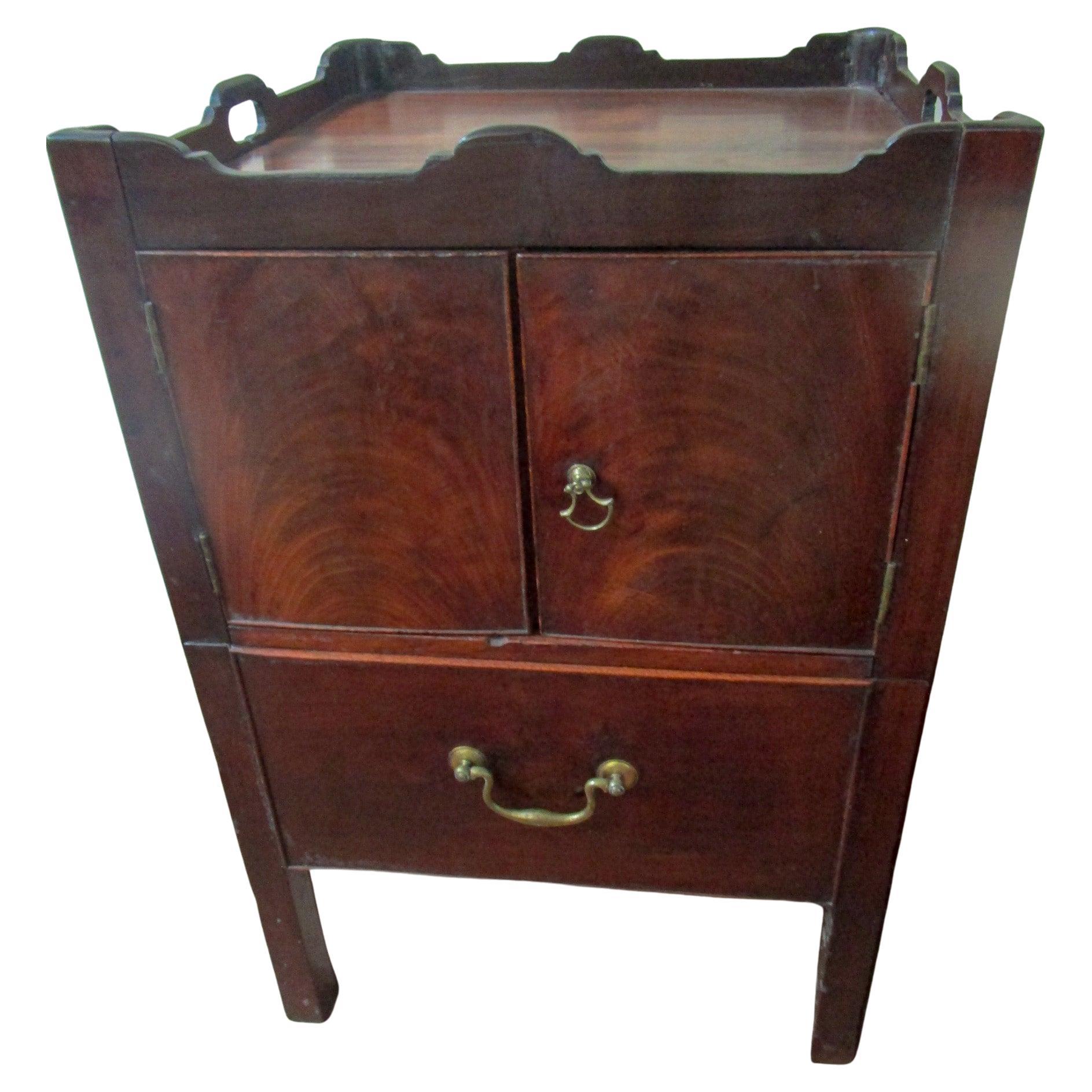 George III Mahogany English Bedside Table Commode For Sale