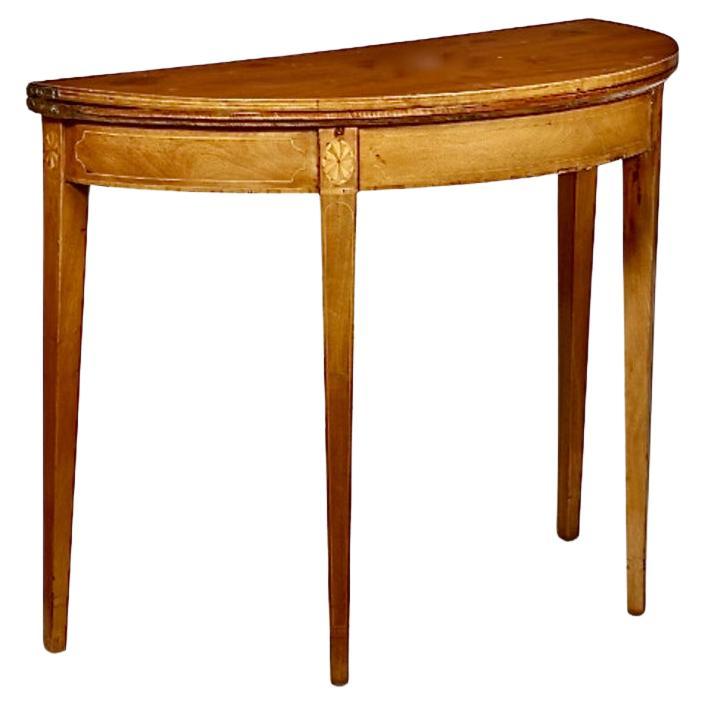 George III Mahogany Fold-Over Demi Lune Table For Sale