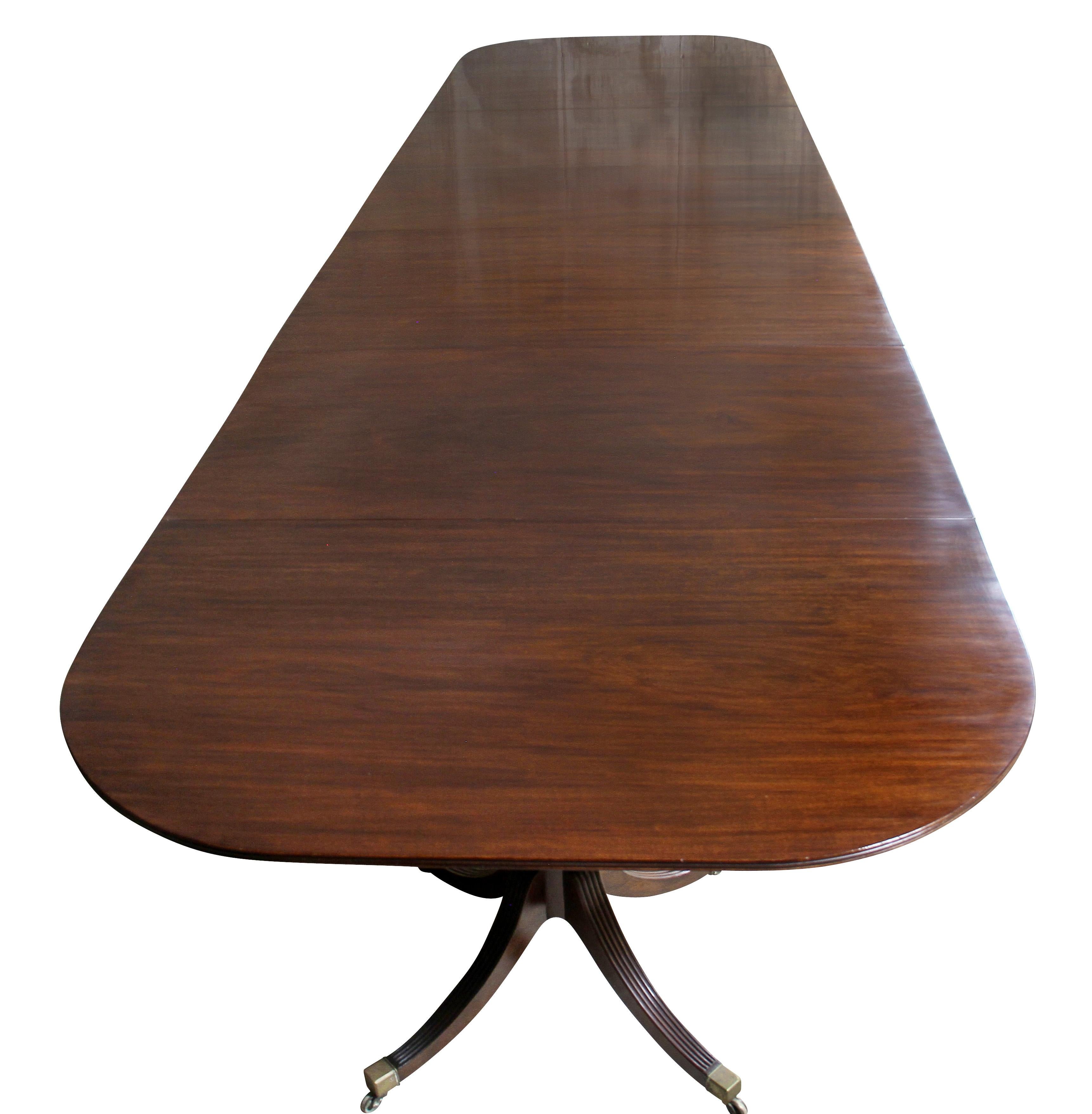 English George III Mahogany Four Pedestal Dining Table