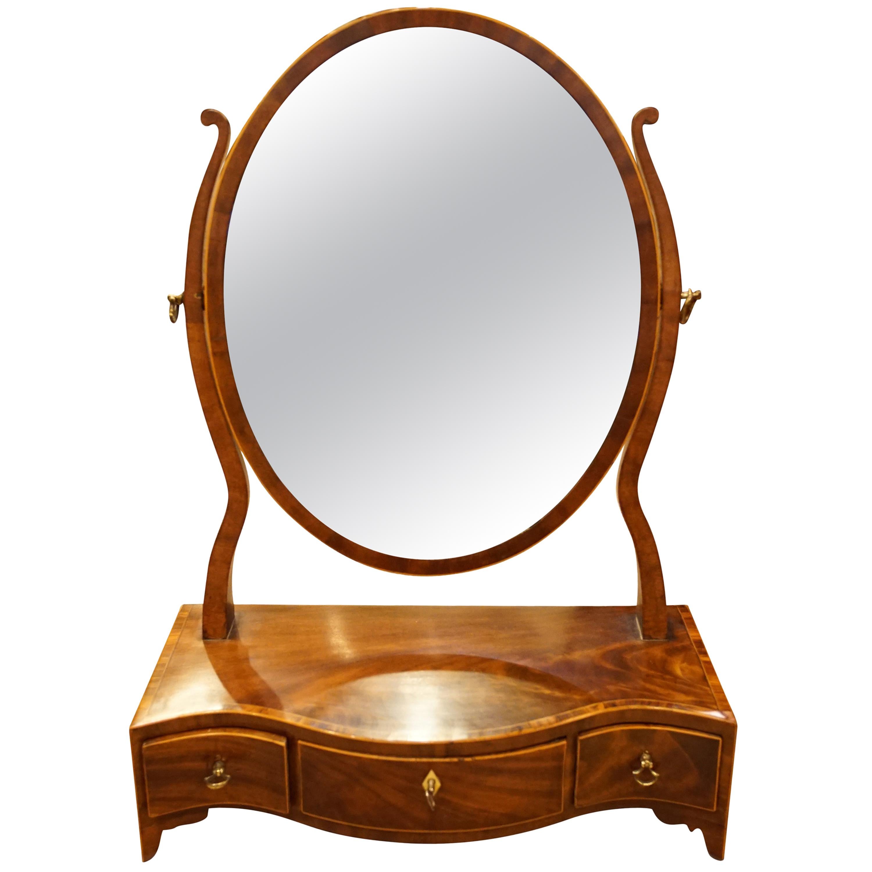 George III Mahogany Framed Dressing Mirror
