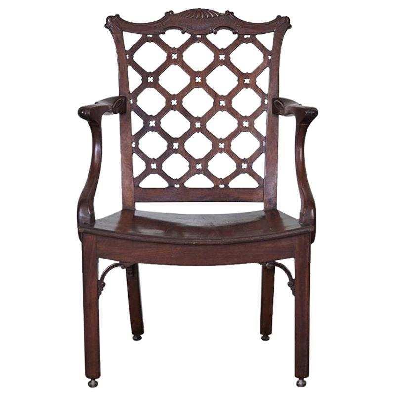 George III Mahogany Hall Armchair in the Manner of Robert Manwaring For Sale
