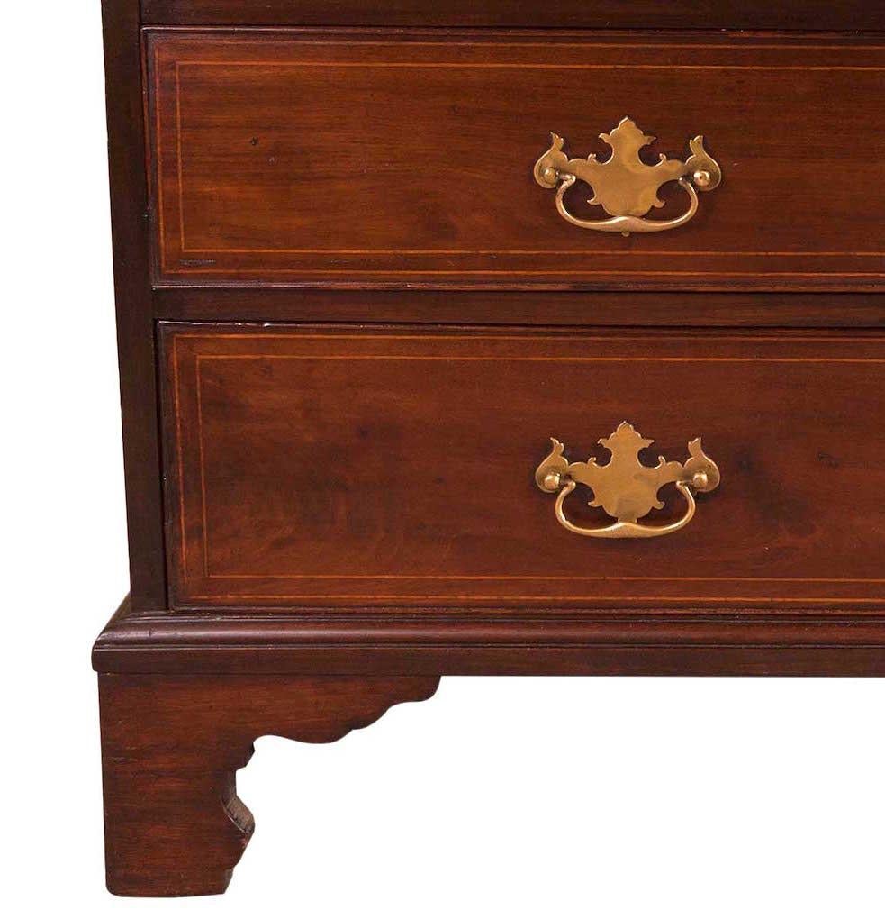 Hand-Crafted George III Mahogany Inlaid Bureau, England, 1770