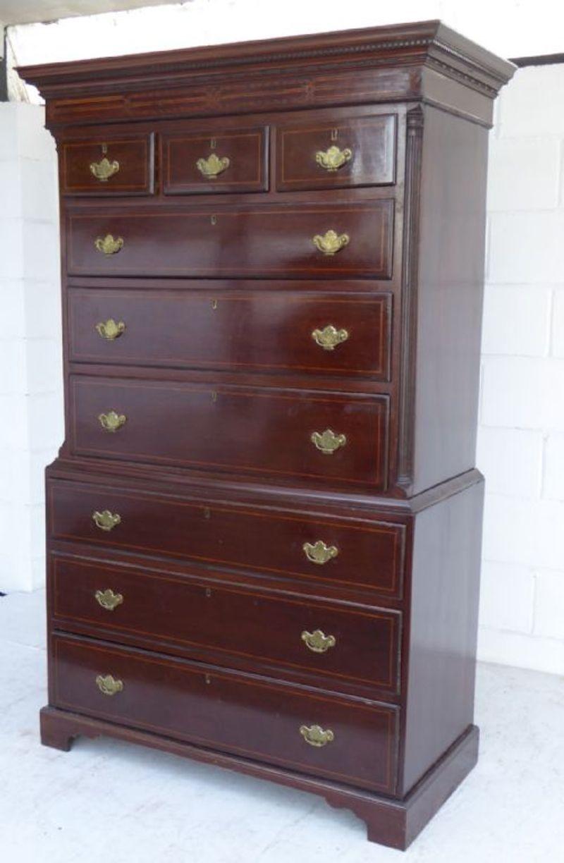 George III Mahogany Inlaid Chest on Chest 1